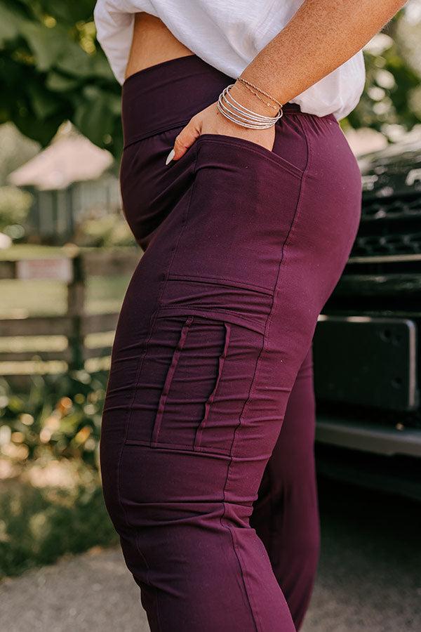 Ivy League Style High Waist Butter Soft Joggers In Royal Plum Curves Product Image