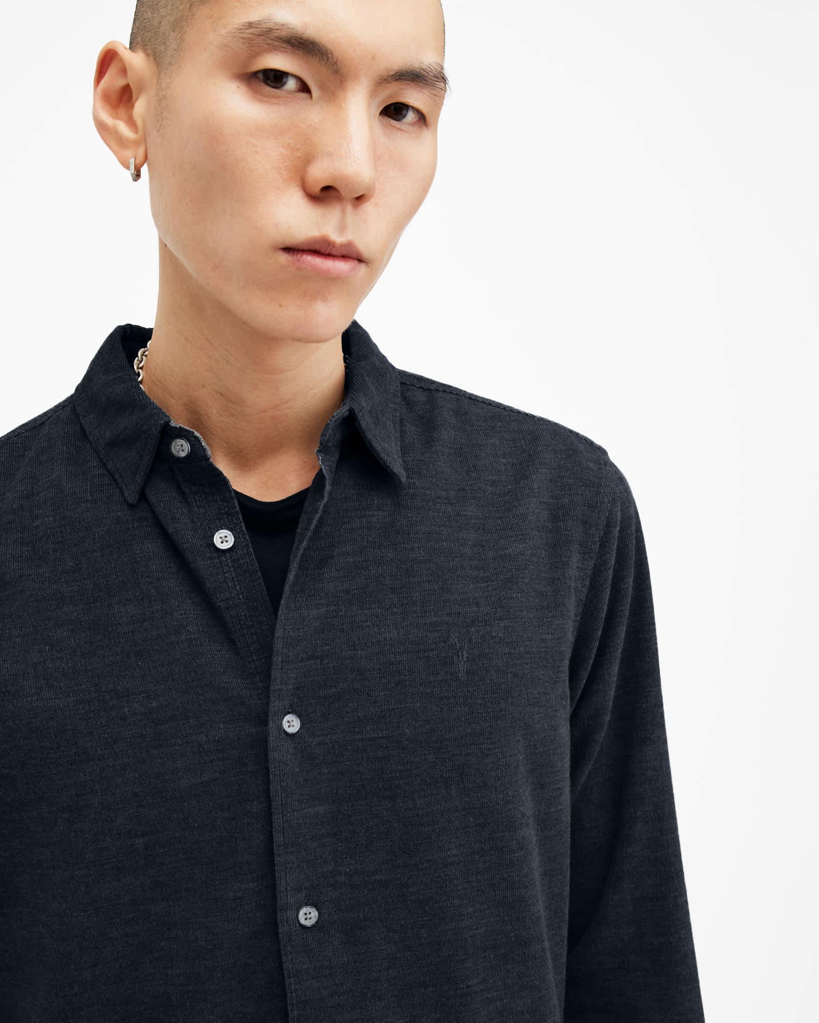 Lorella Textured Ramskull Shirt NITE BLUE | ALLSAINTS US Product Image
