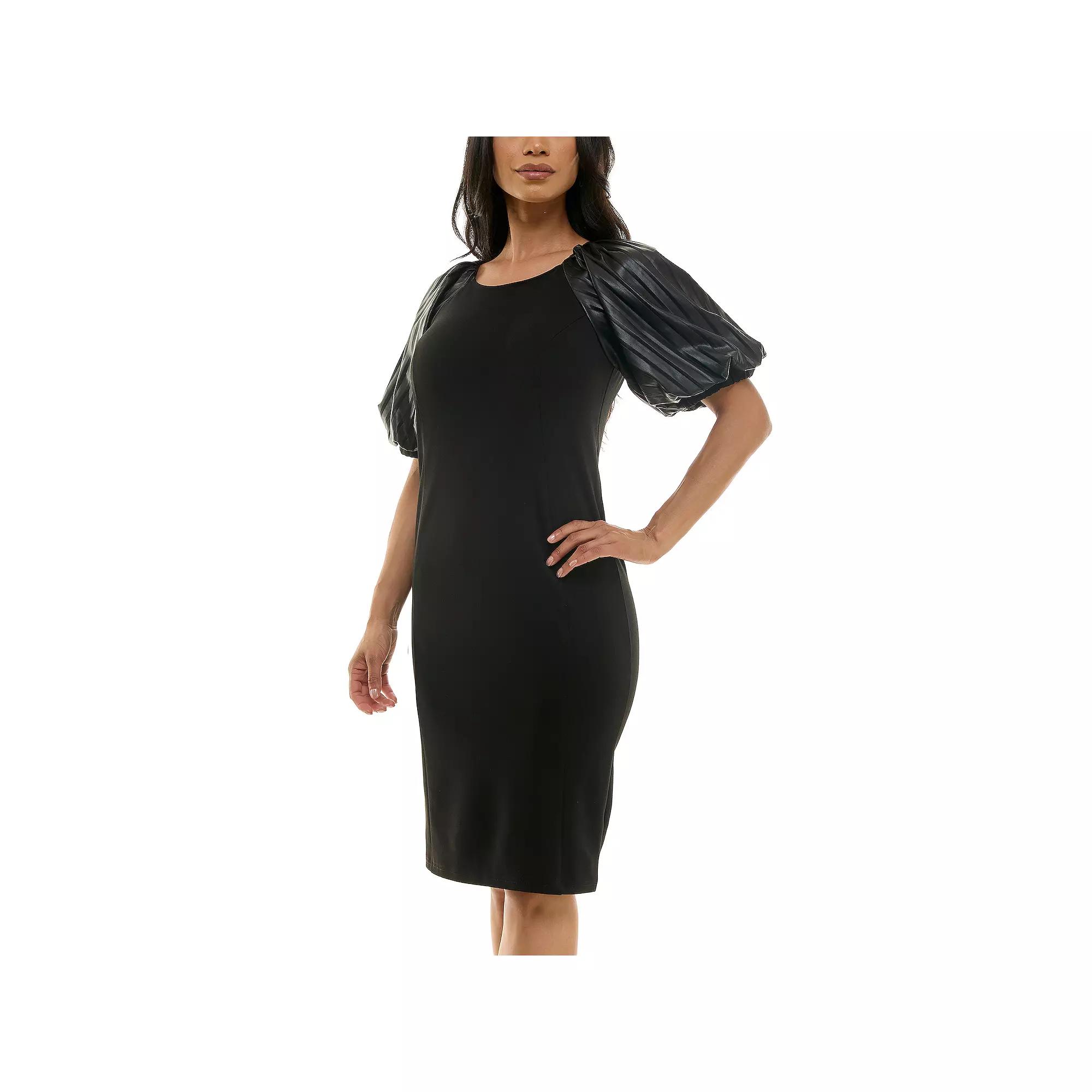 Women's Nina Leonard Pleat Puff Sleeve Sheath Dress,  Product Image