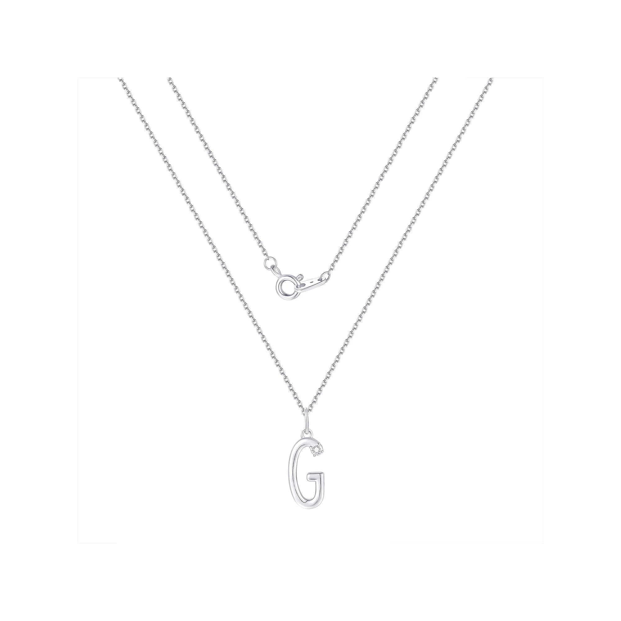 Forever Radiant Diamond Accent Initial Pendant Necklace, Women's, Size: 18", Silver Tone G Product Image