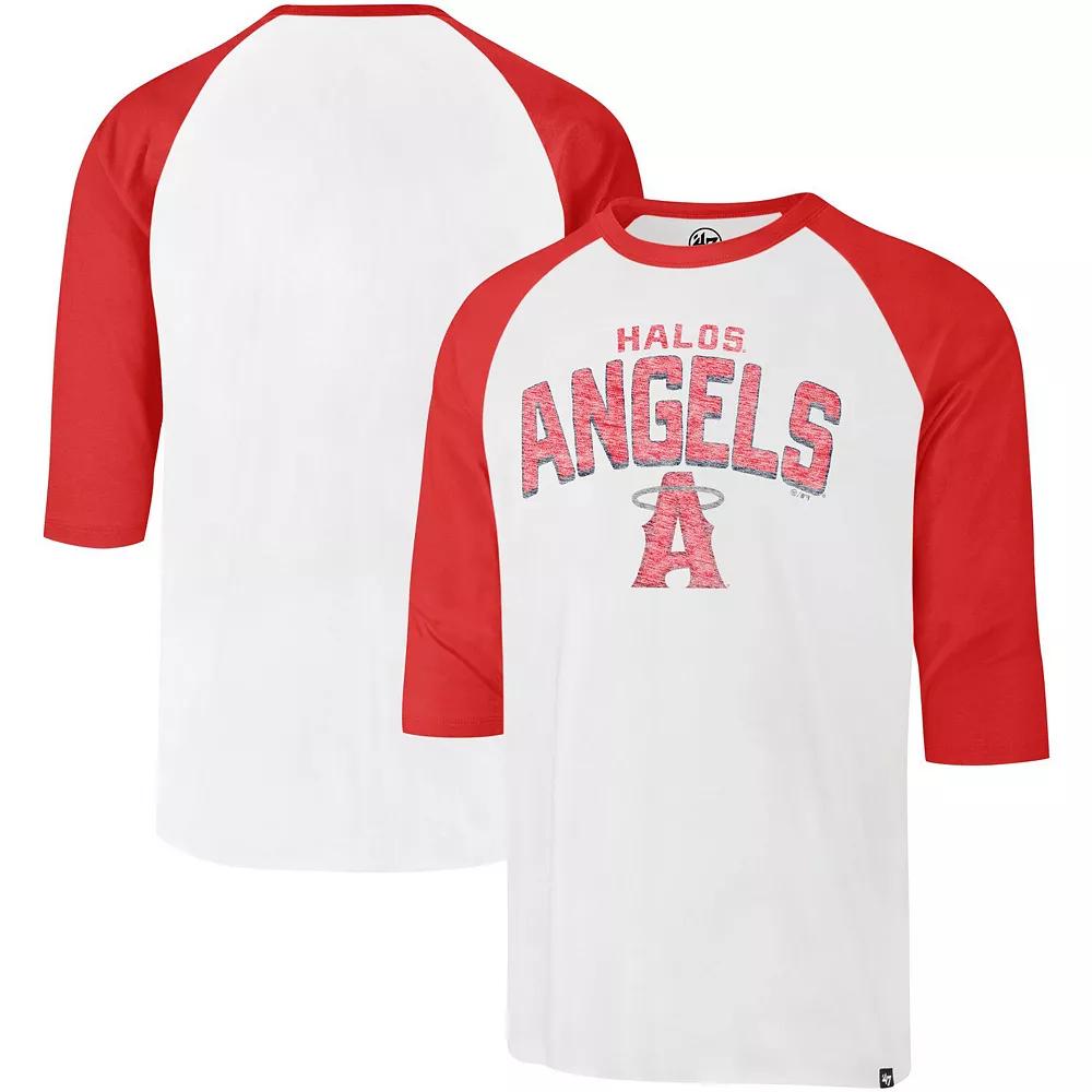 Men's '47 Cream Los Angeles Angels City Connect Crescent Franklin Raglan Three-Quarter Sleeve T-Shirt, Size: Large, Beige Product Image