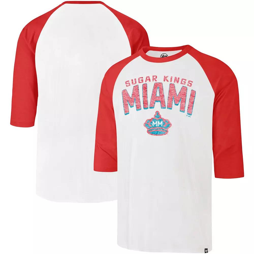 Men's '47 Cream Miami Marlins City Connect Crescent Franklin Raglan Three-Quarter Sleeve T-Shirt, Size: 2XL, Beige Product Image