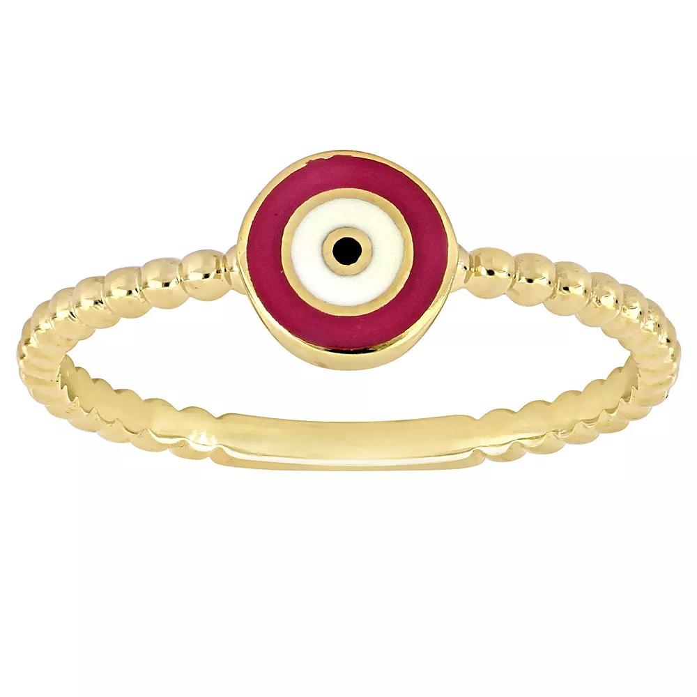 Stella Grace 14k Gold Pink & White Enamel Evil Eye Ring, Women's Product Image
