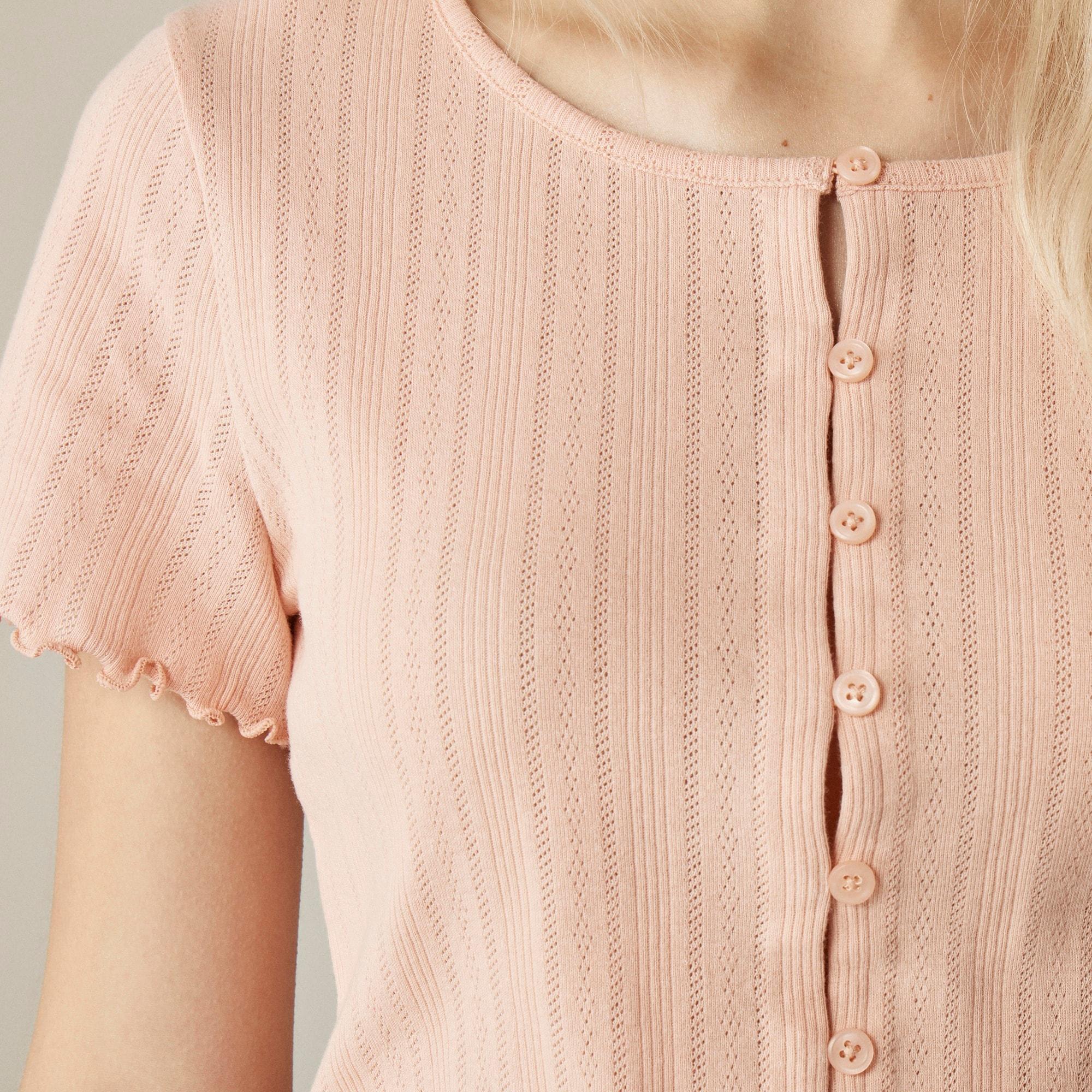 Pointelle short-sleeve knit cardigan Product Image