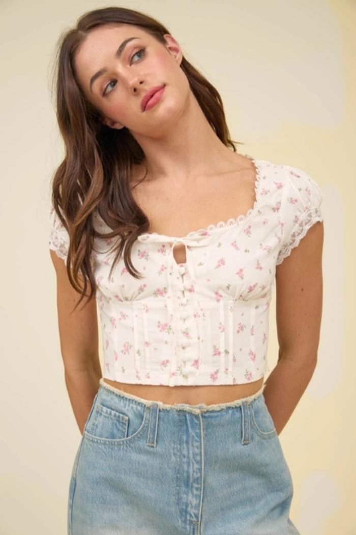 Floral Corset Crop Top Product Image