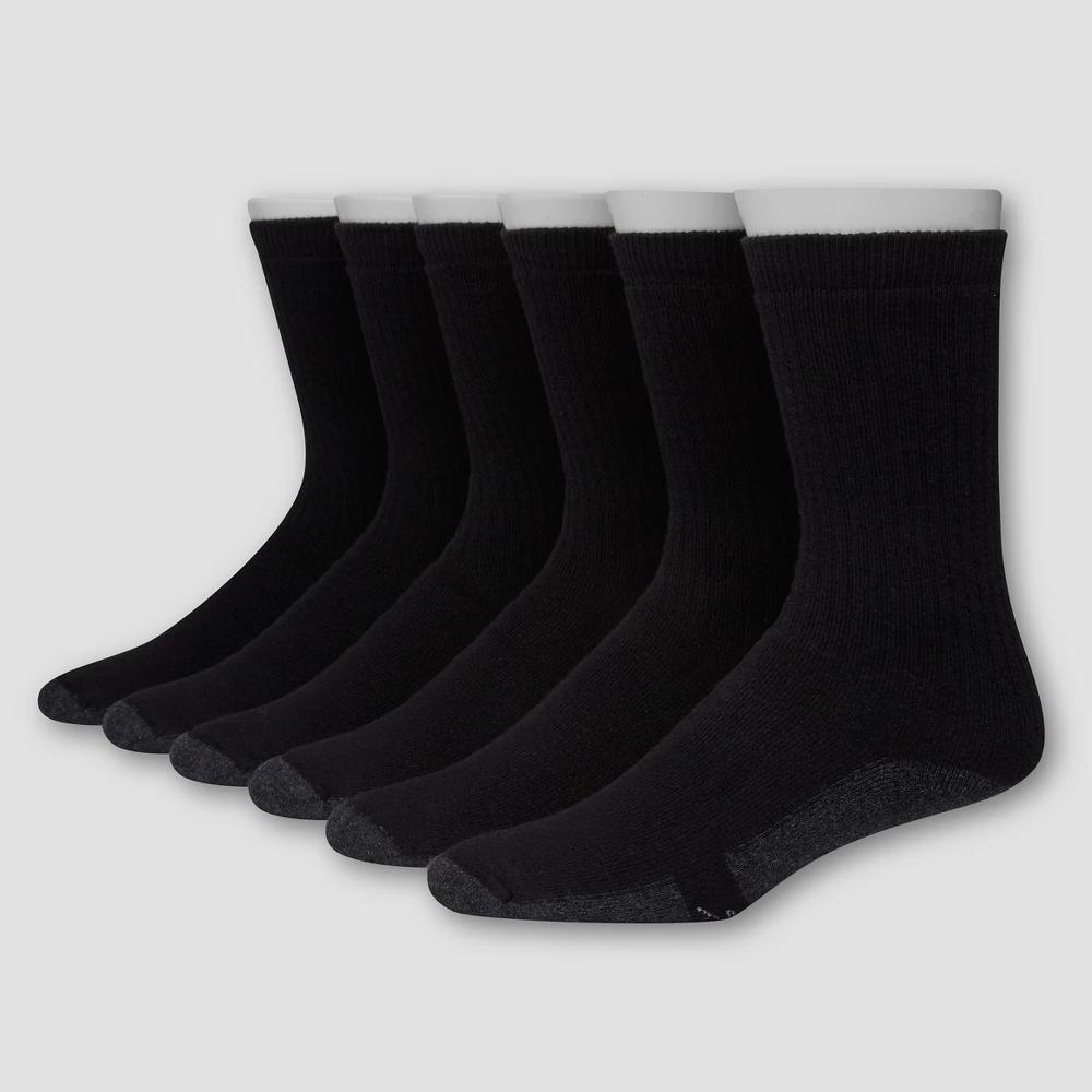 Hanes Premium Men's X-Temp Ultra Cushion Crew Socks 6pk - Black 6-12: Breathable, Cushioned Sole, Reinforced Heel & Toe Product Image