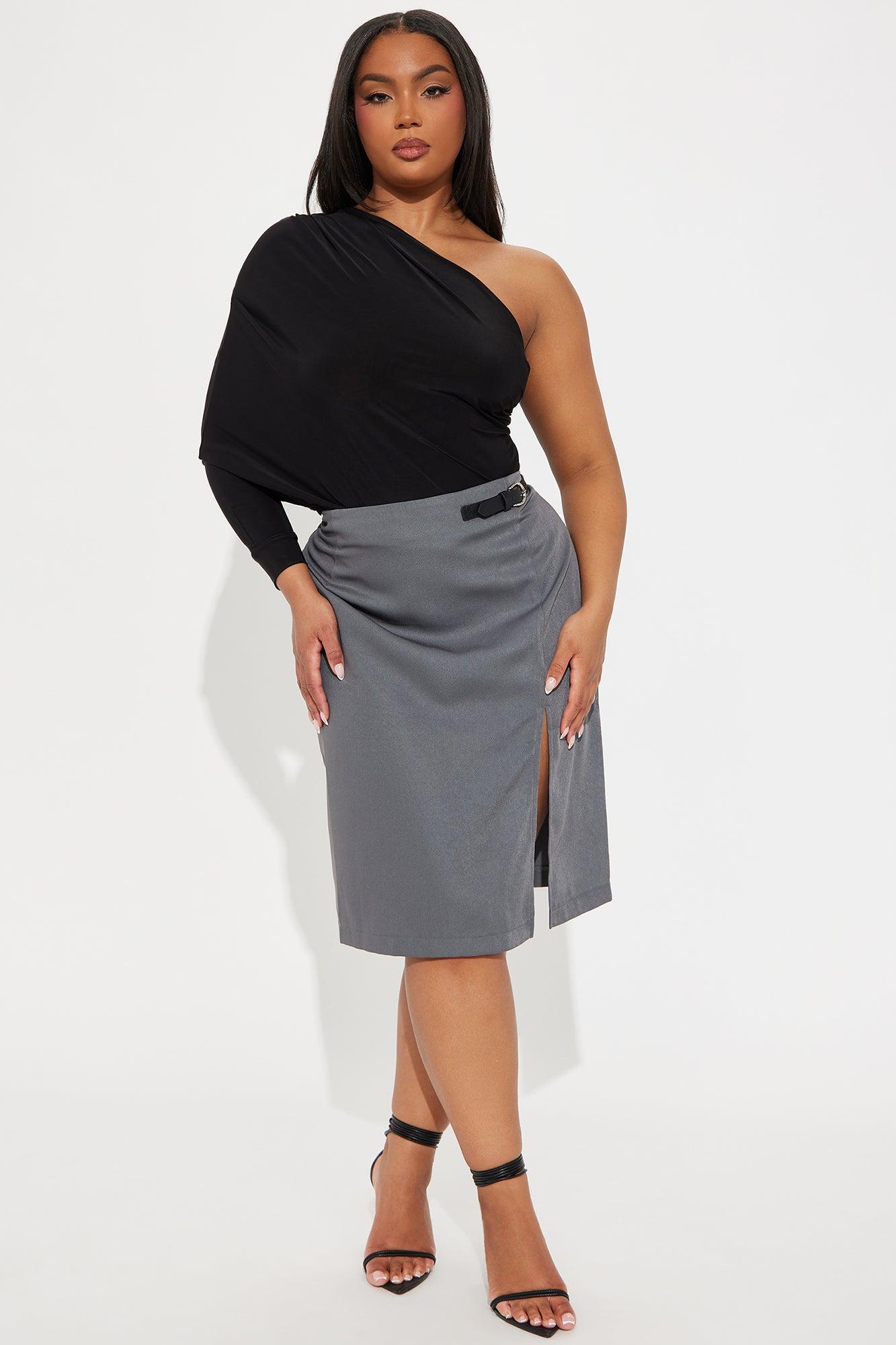 Life Like Mine Pencil Midi Skirt - Charcoal Product Image
