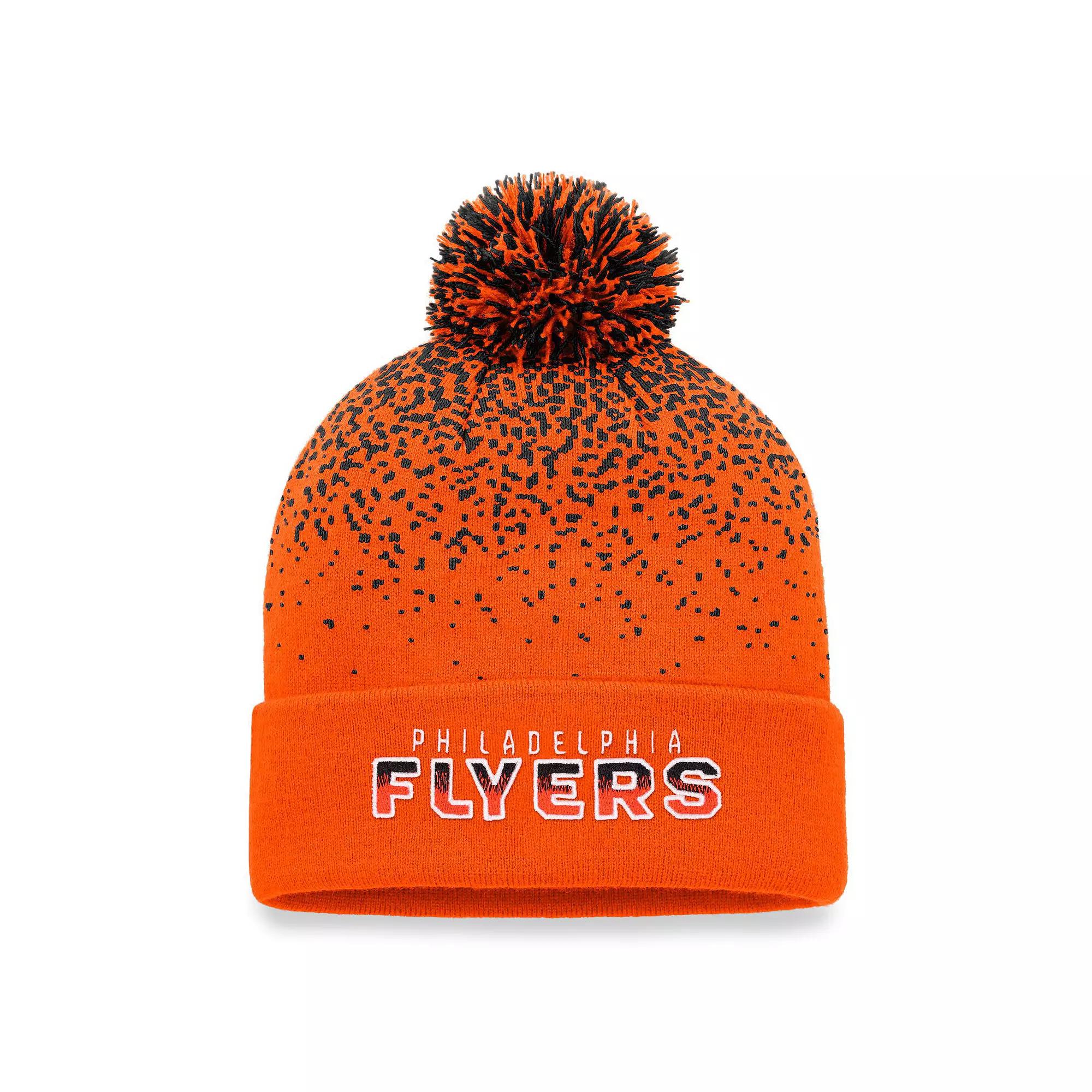 Men's Fanatics Branded Orange Philadelphia Flyers Iconic Gradient Cuffed Knit Hat with Pom, Fly Orange Product Image