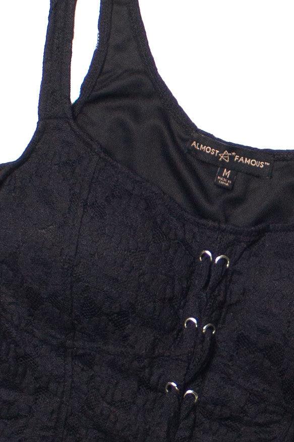 Black Lace Up Bustier Top Product Image