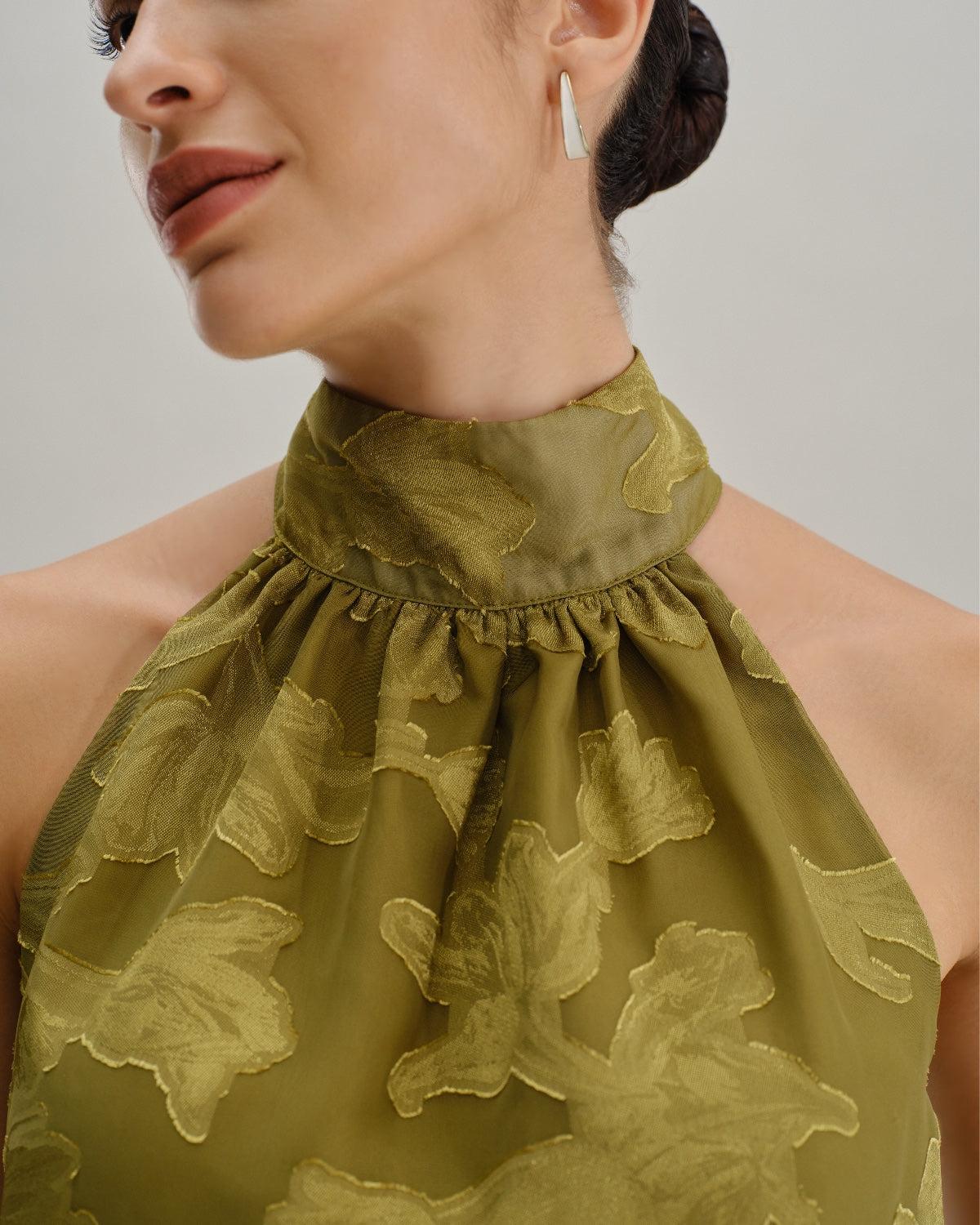 Green Floral Turtle Neck Tank Top Product Image