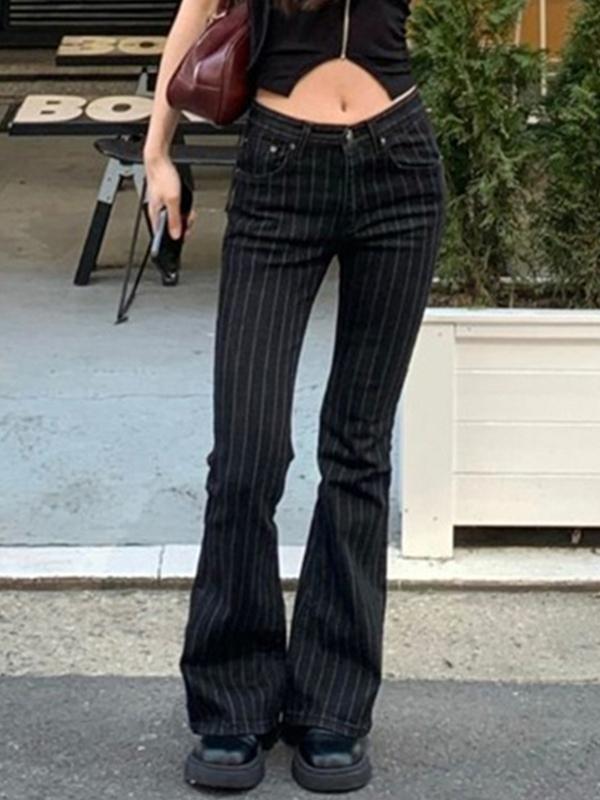 Slim Fit Stripe Flare Jeans Product Image
