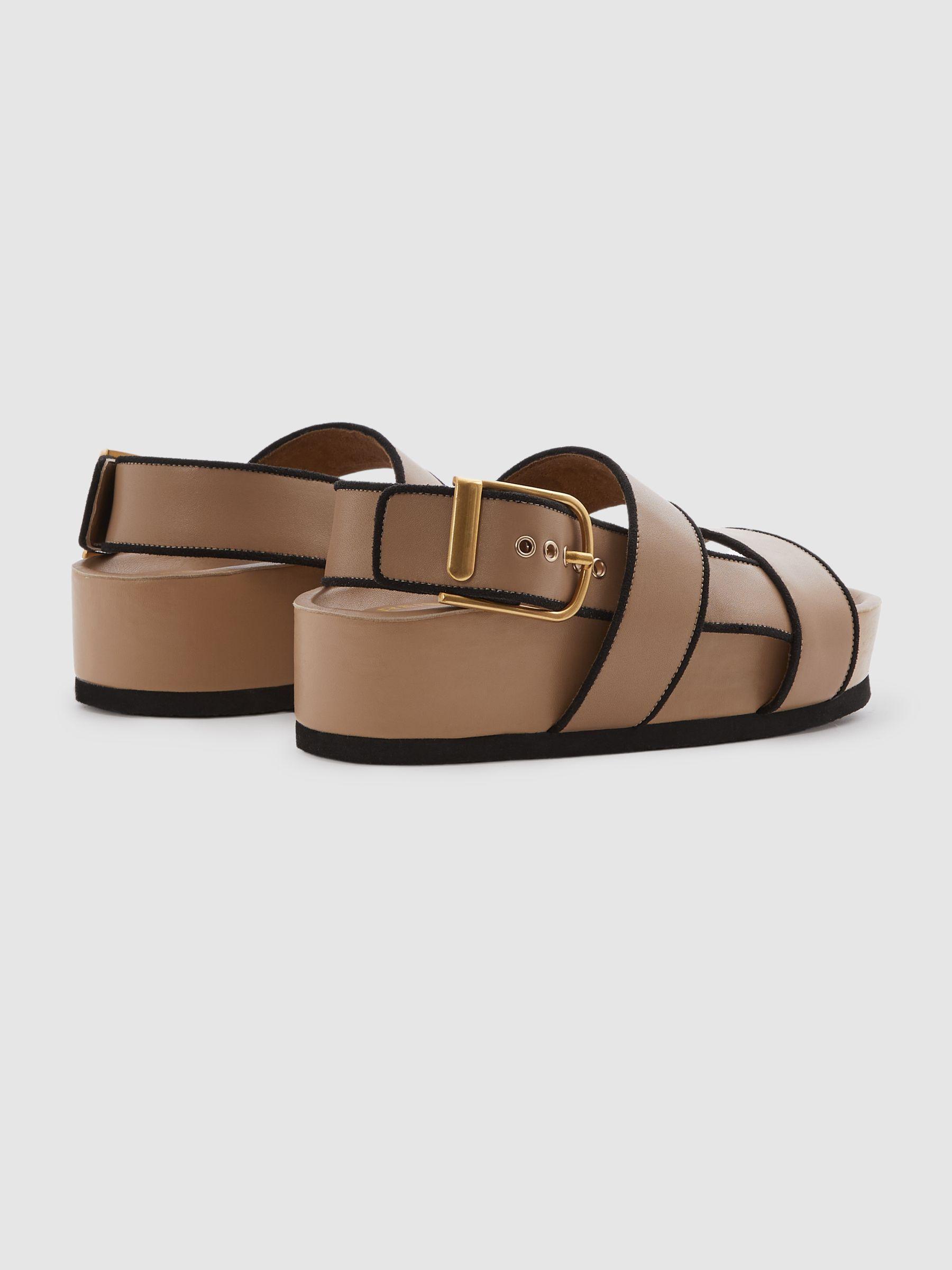 Strappy Chunky Leather Sandals in Tan Product Image
