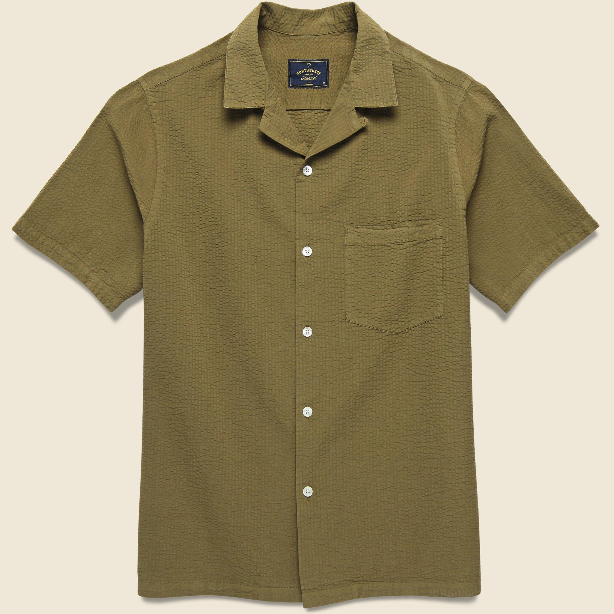 Seersucker Camp Shirt - Olive Product Image