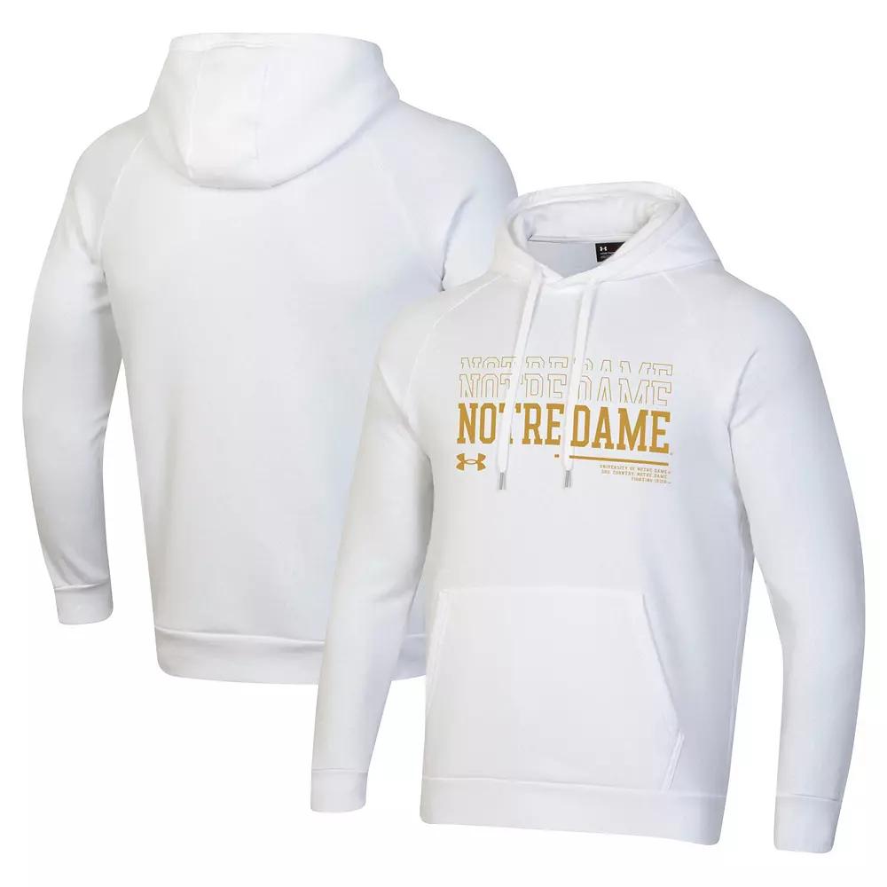 Men's Under Armour White Notre Dame Fighting Irish 2024 Sideline Wordmark Rival Pullover Hoodie,  Product Image