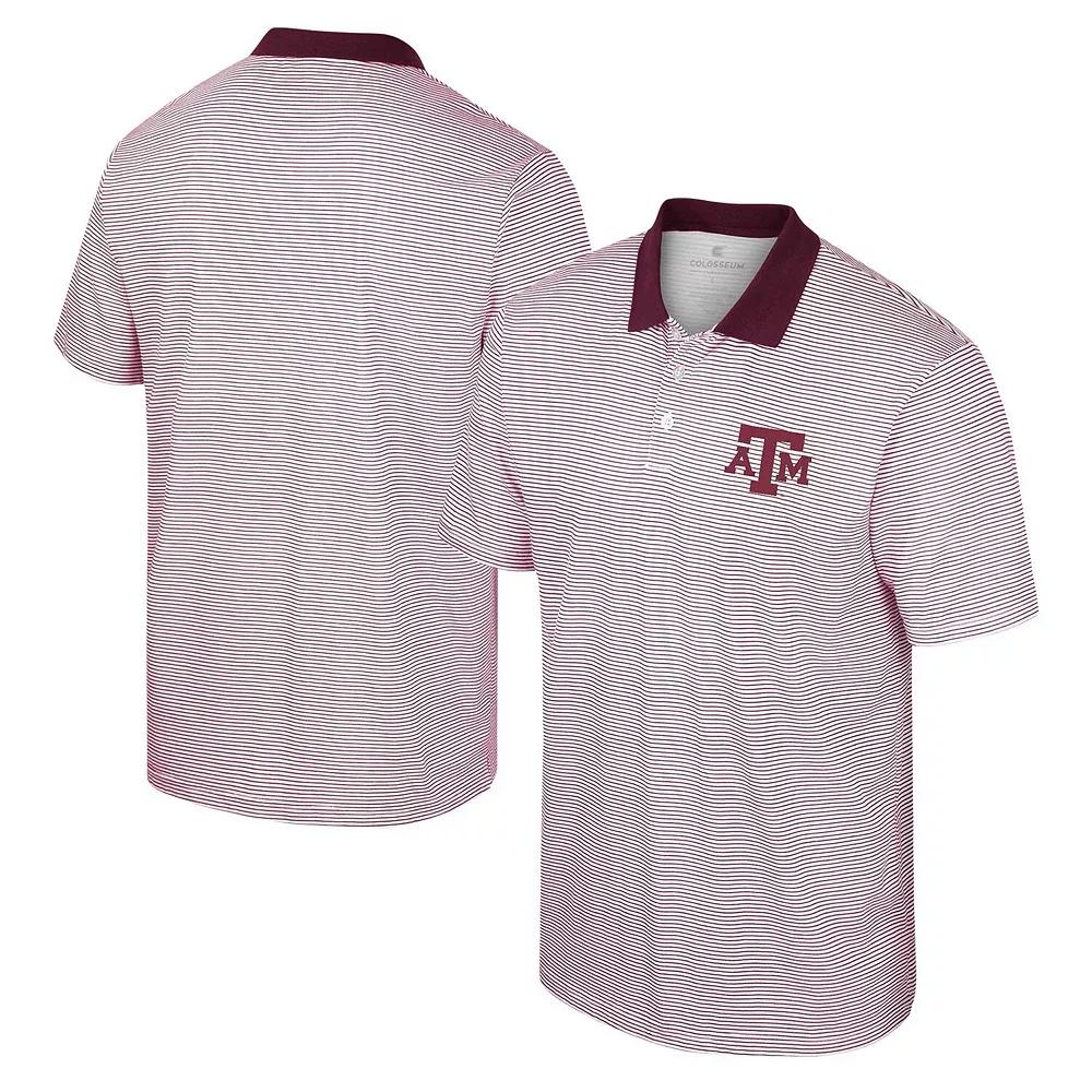Men's Colosseum White/Maroon Texas A&M Aggies Print Stripe Polo,  Product Image