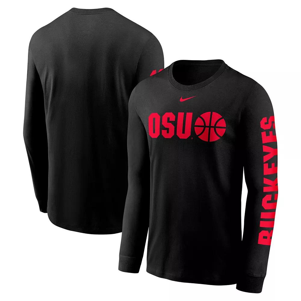 Men's Nike Black Ohio State Buckeyes Basketball Icon Two-Hit Long Sleeve T-Shirt,  Product Image
