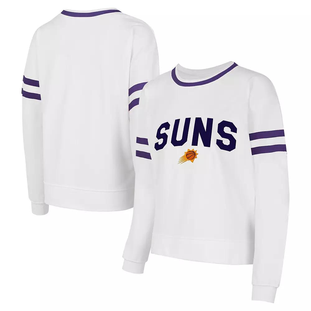Women's Concepts Sport  White Phoenix Suns Borough Pullover Sweatshirt, Size: Medium, Phx White Product Image