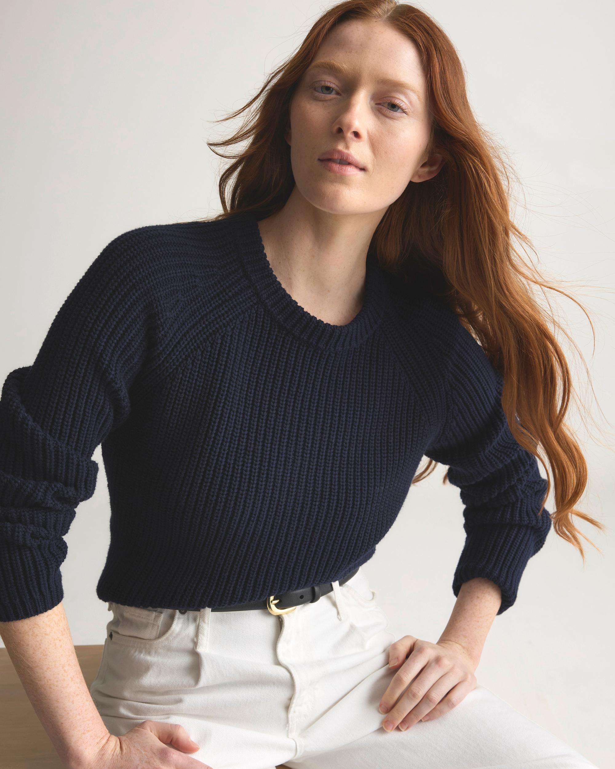 Quince | Women's Fisherman Crew Sweater Organic Cotton Product Image