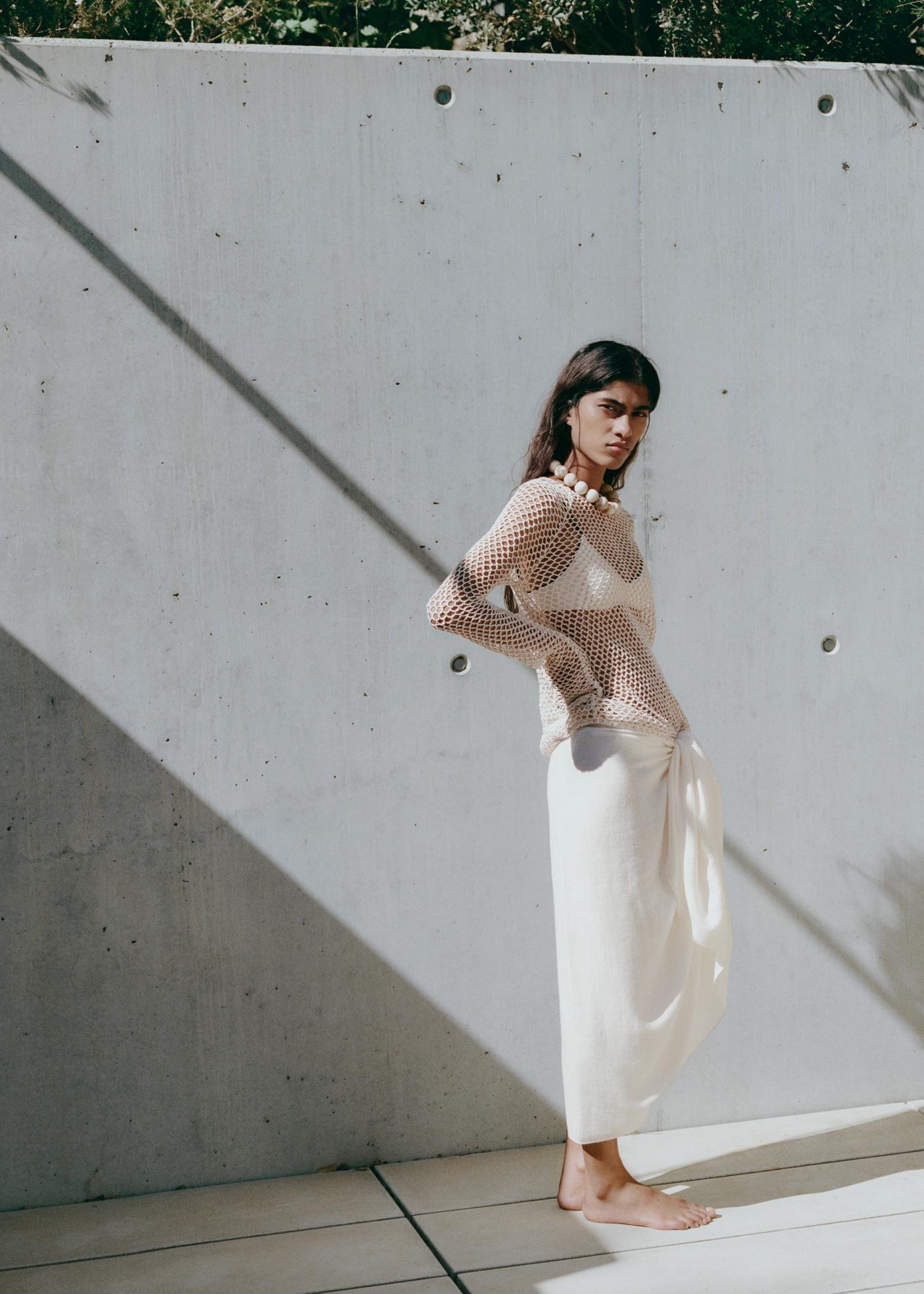 Long-sleeved crochet sweater - Women | MANGO USA Product Image