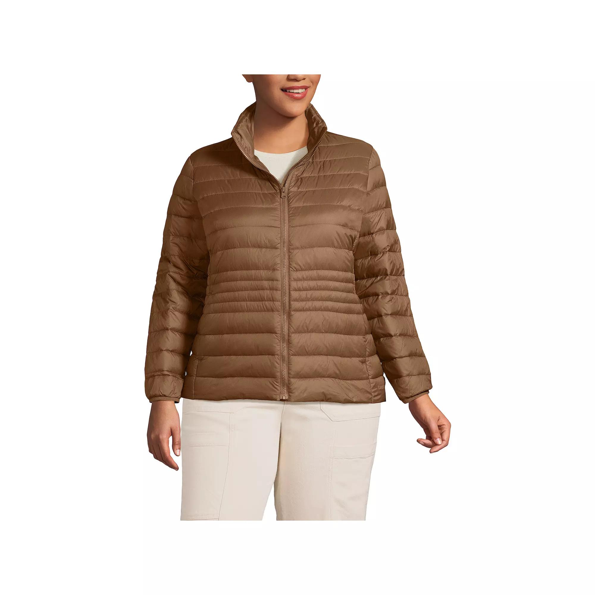 Plus Size Lands' End Wanderweight Packable Down Jacket, Women's, Size: 1XL, Light Carob Product Image