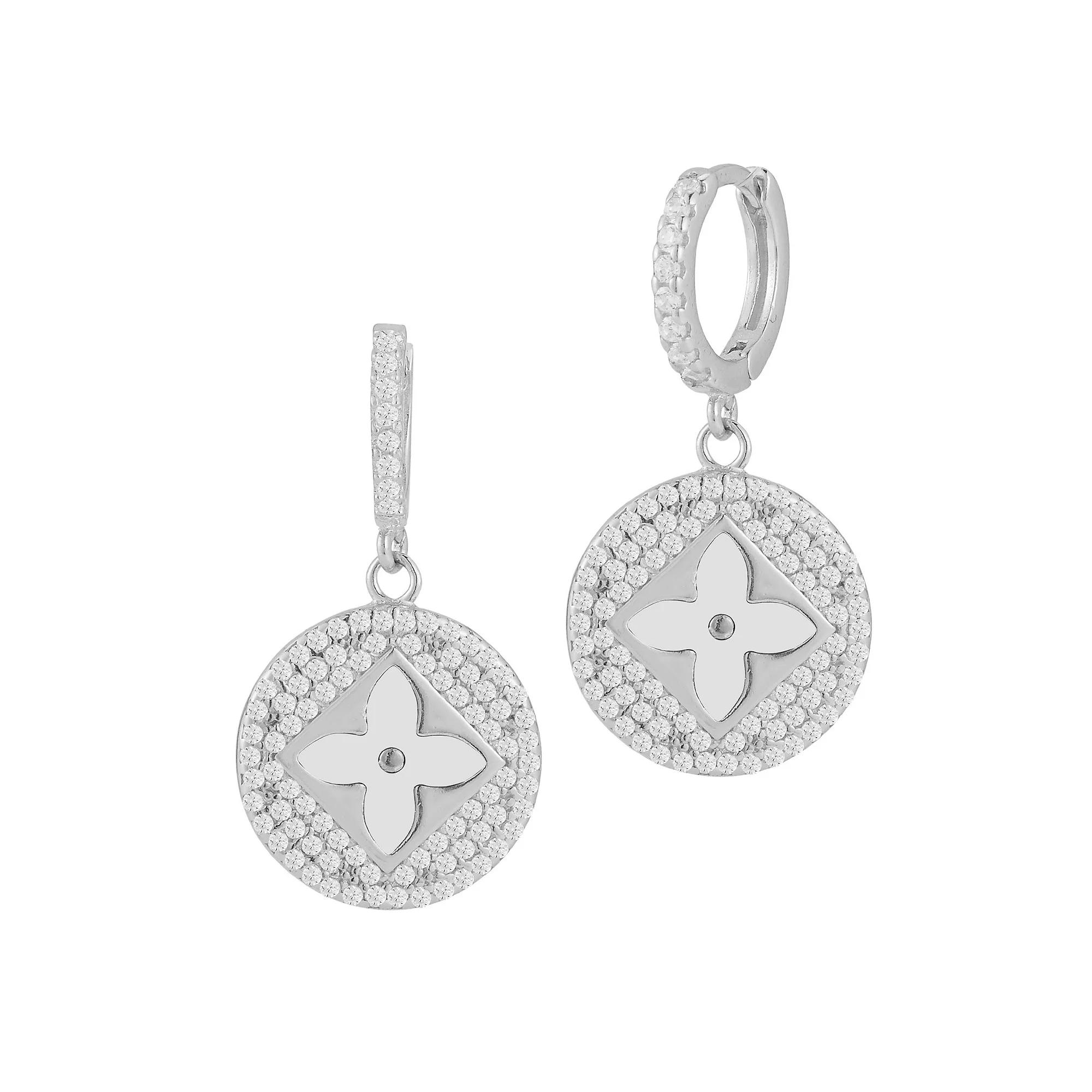 Sunkissed Sterling Gemstone & Cubic Zirconia Clover Earrings, Women's, Silver Tone White Product Image