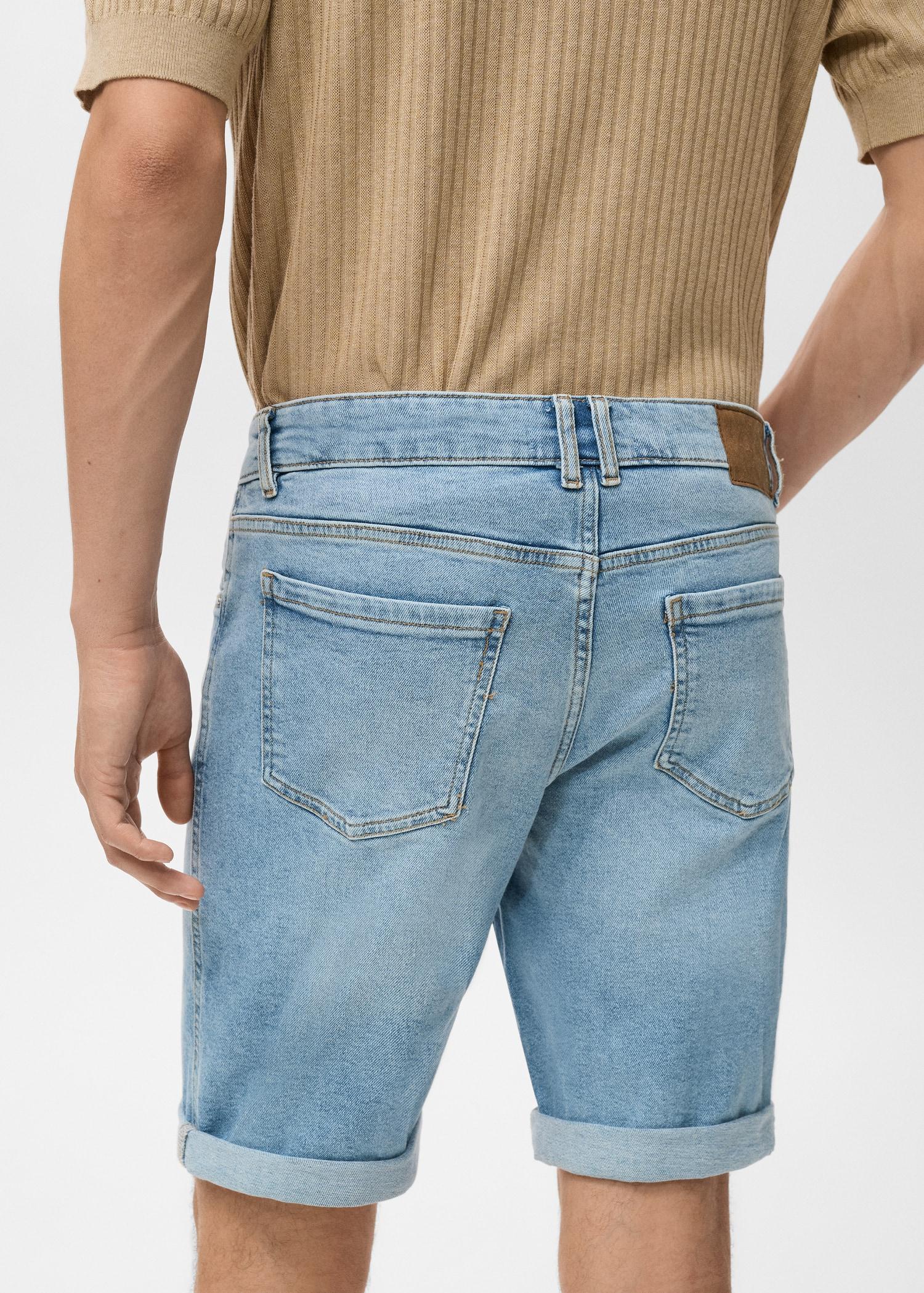 Slim-fit denim bermuda shorts - Men | MANGO USA Product Image