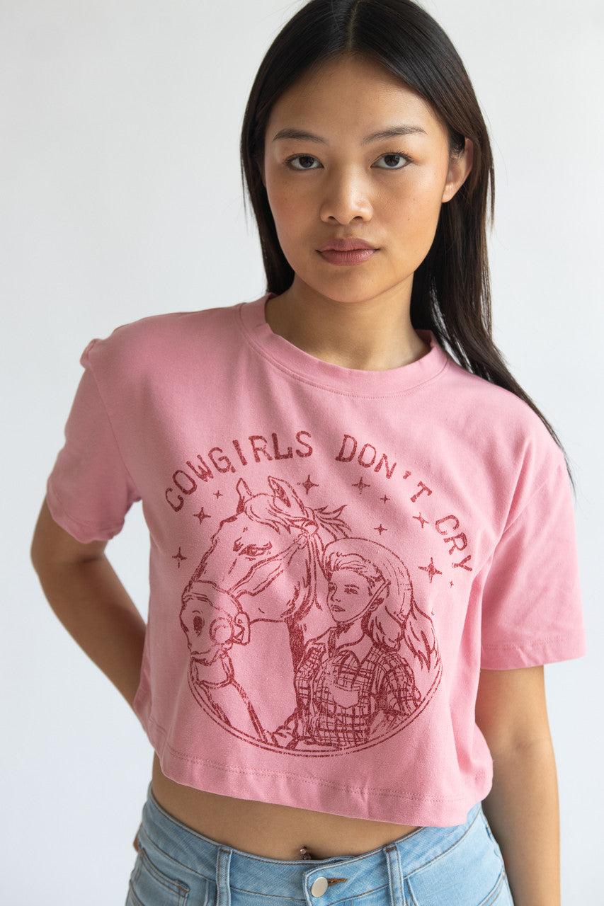 Cowgirls Don't Cry Crop Tee Product Image