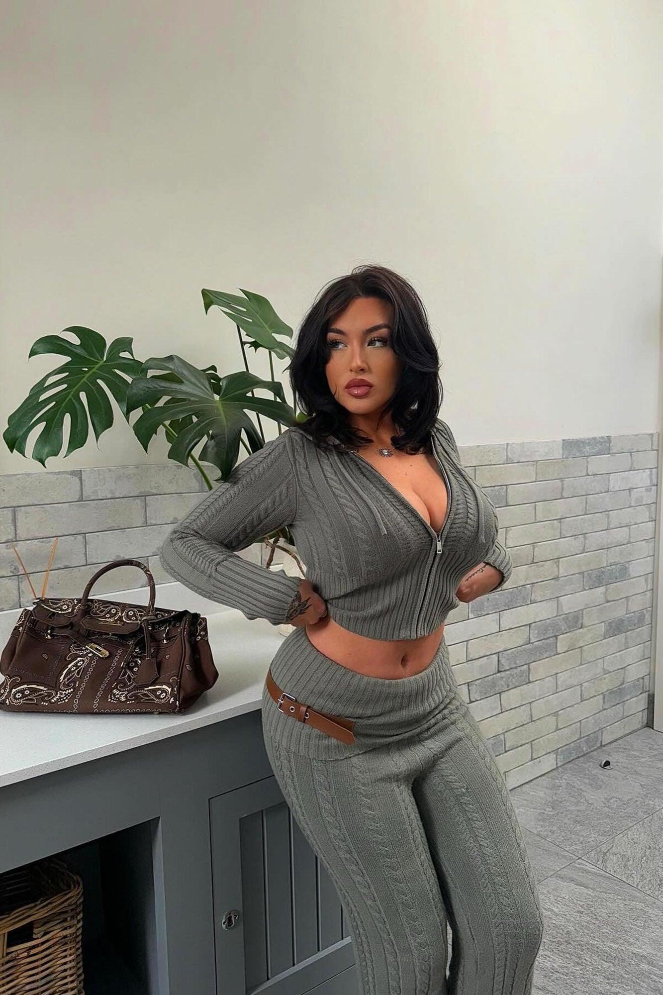 Weekend Flirt Sweater Pant Set - Olive Female Product Image