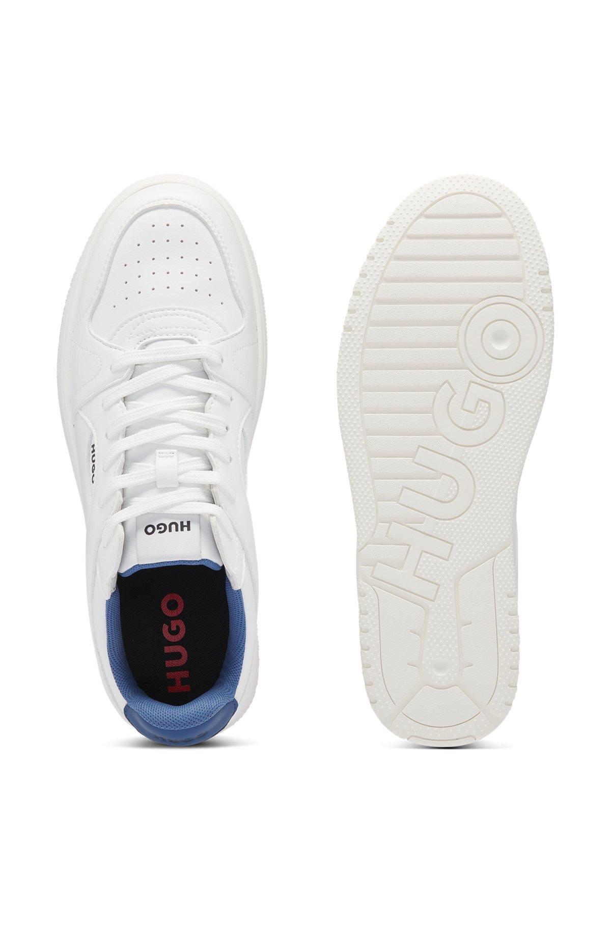 Faux-leather lace-up trainers with logo details Product Image
