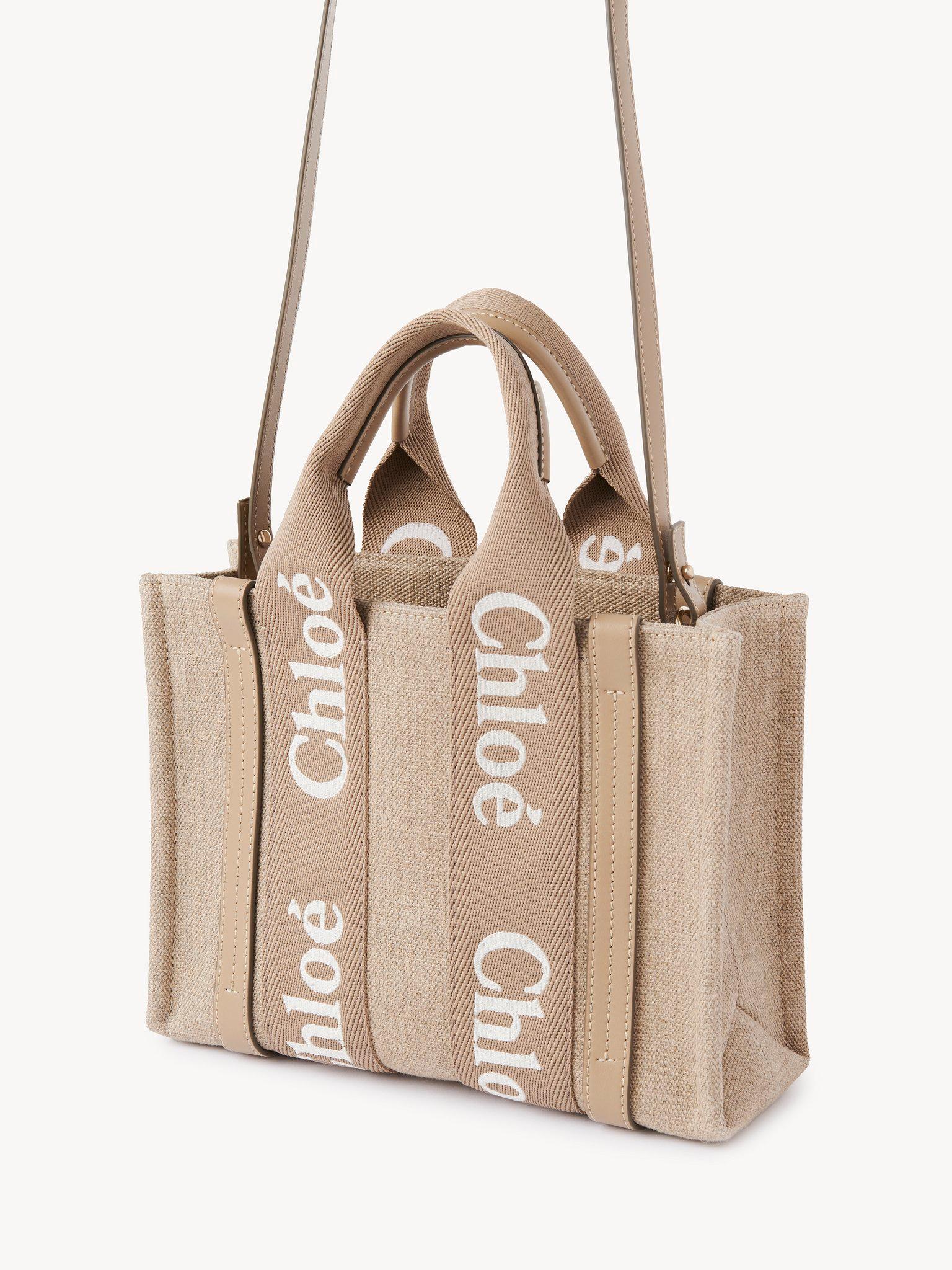 Small Woody tote bag in linen Product Image