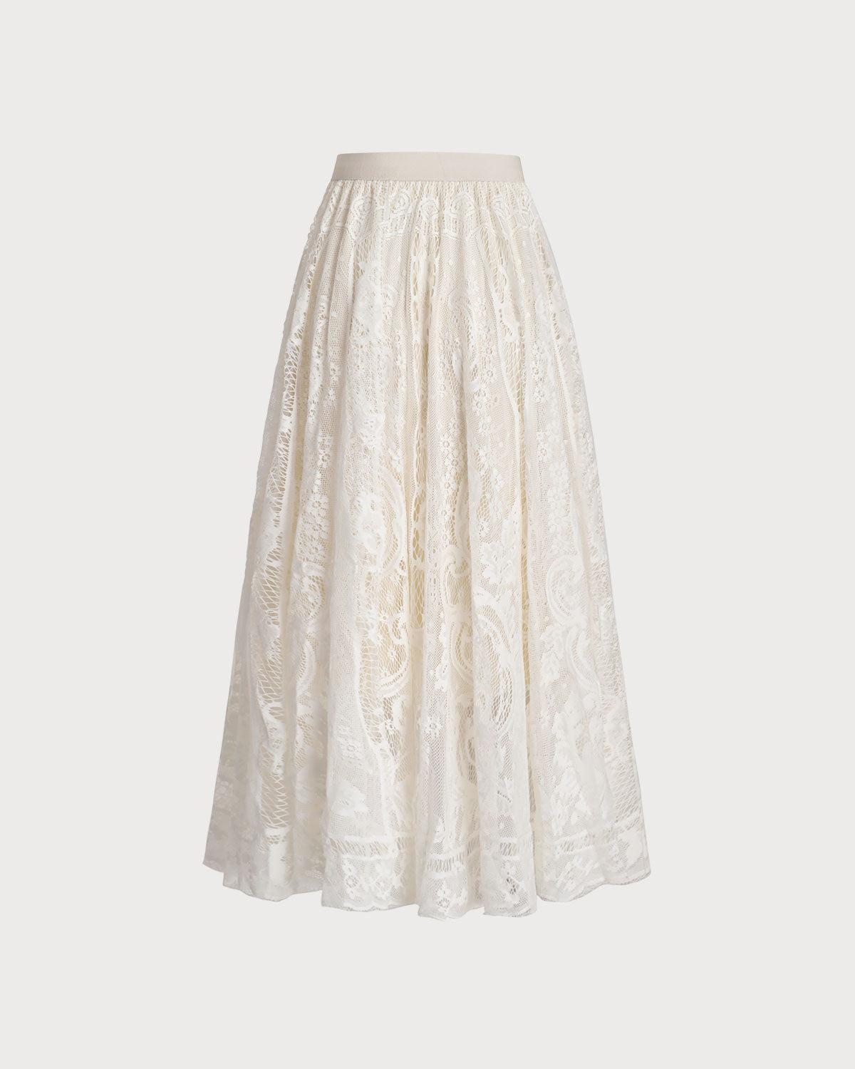 Apricot Elastic Waist A-Line Midi Skirt Product Image