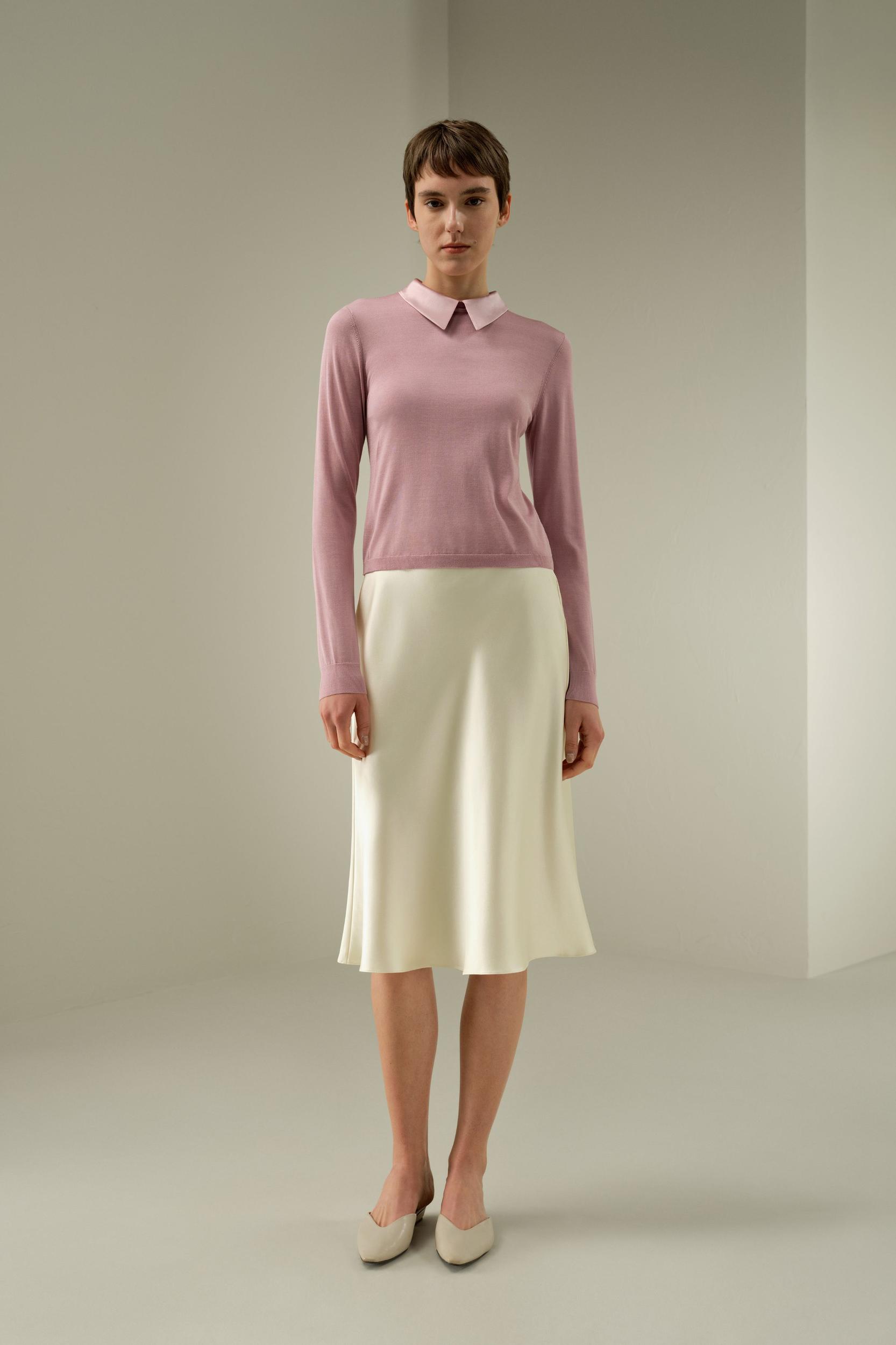 LSxES Elitist Silk Knitted Top with Collar Product Image