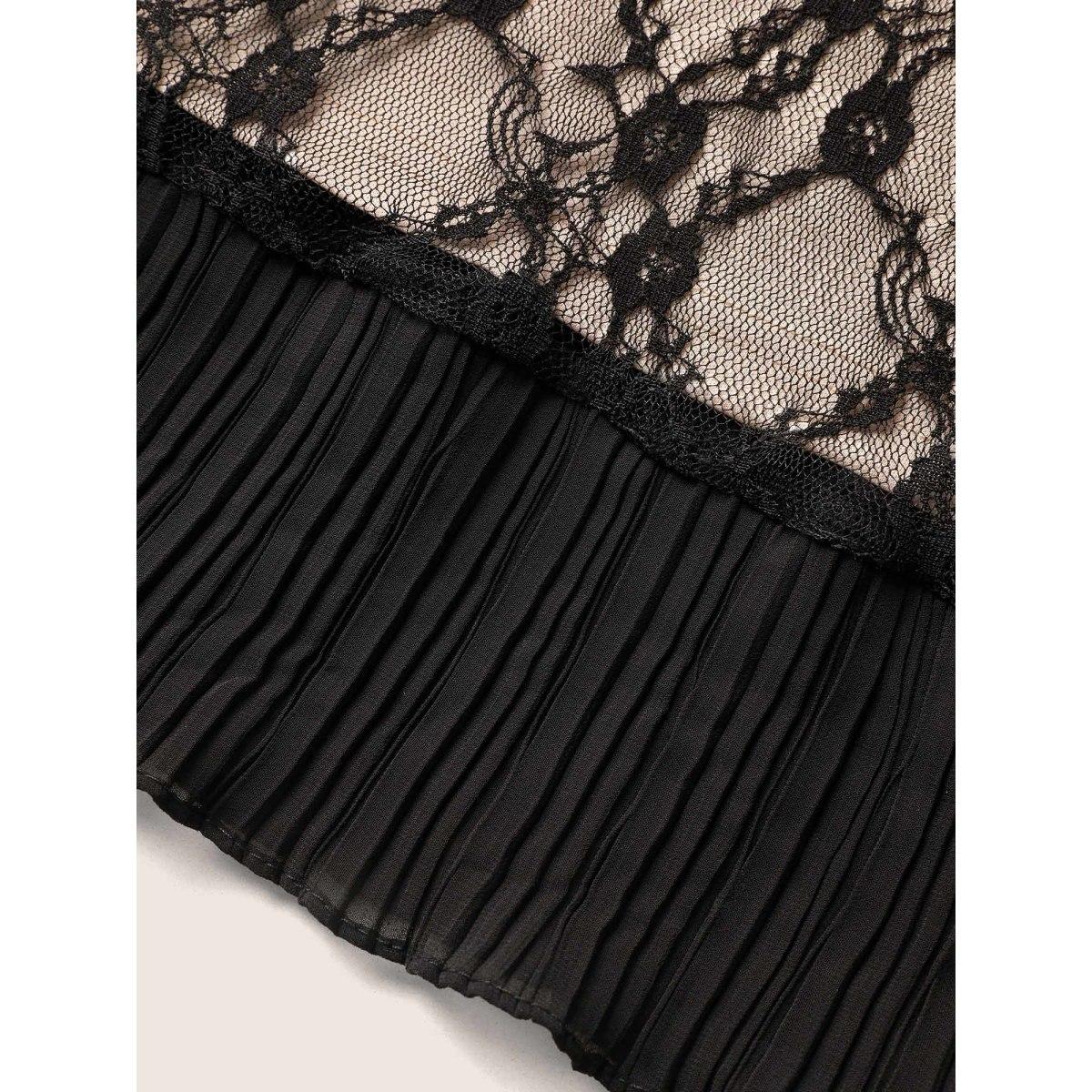 Plus Size Crochet Lace Mesh Bowknot Midi Dress Black Women Cocktail Woven ribbon&lace trim Non Sleeveless Curvy BloomChic 14-16/1X Product Image