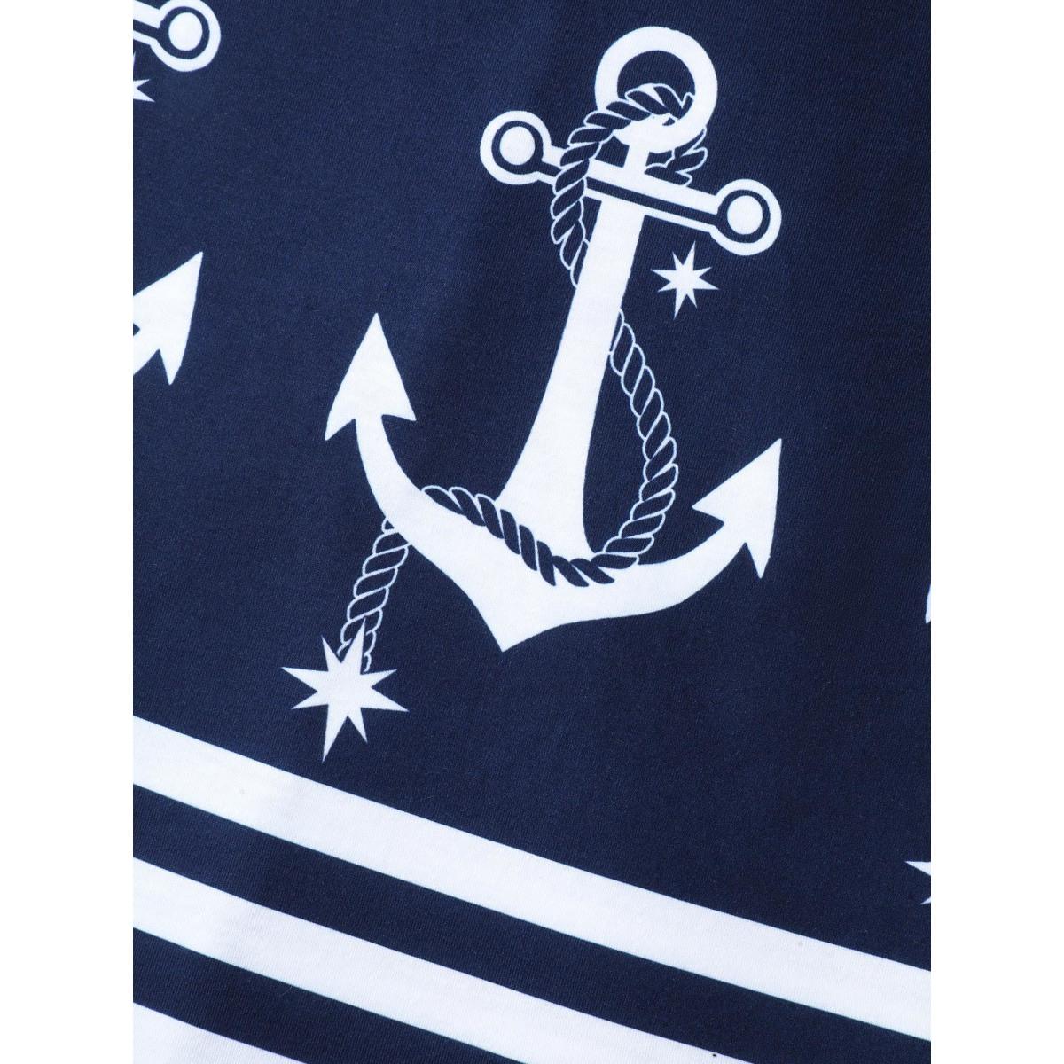 Plus Size Nautical Print Sleeveless Buckle Midi Dress Navy Women Resort V-neck Sleeveless Curvy BloomChic 30/6X Product Image