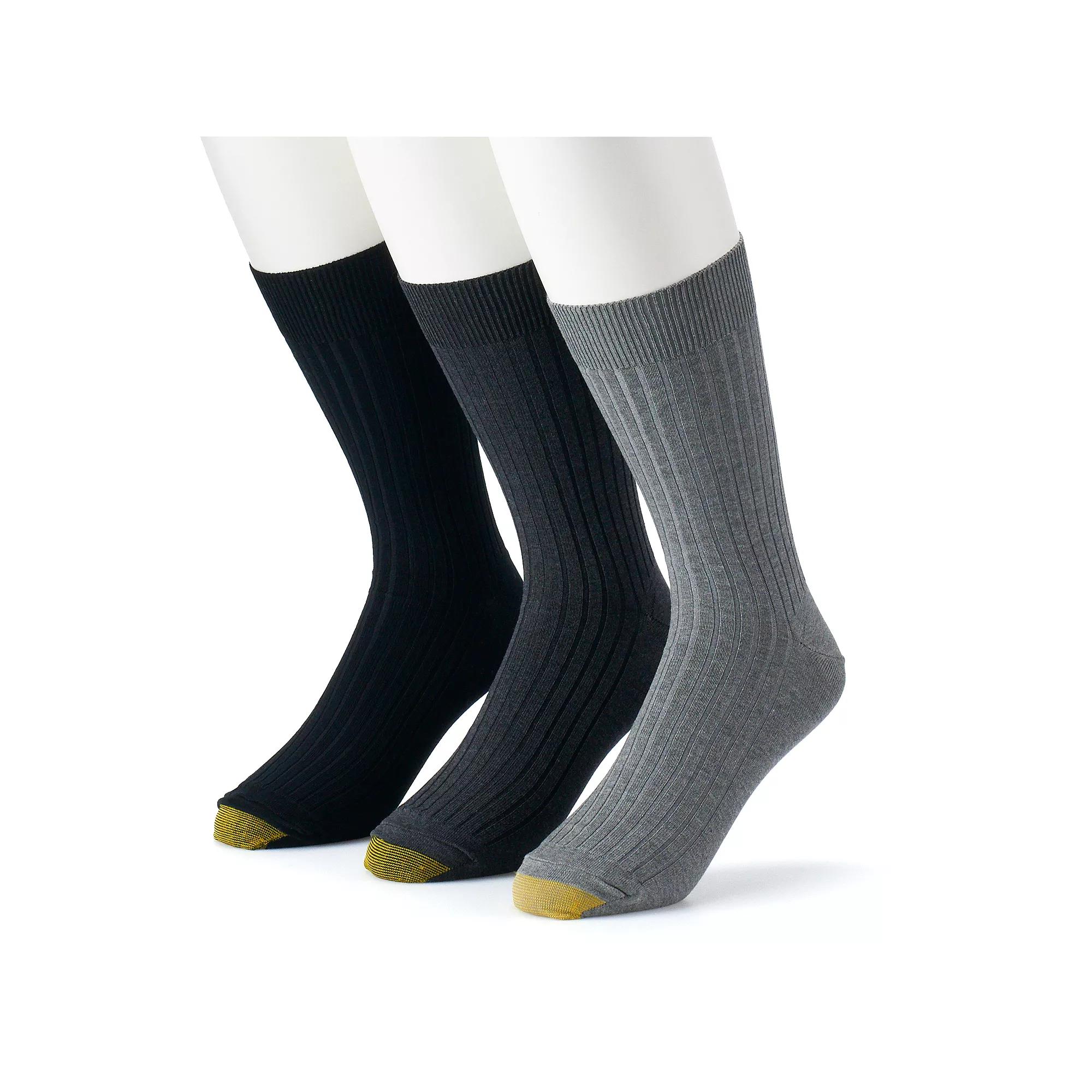 Men's GOLDTOE® 3-pack Canterbury Crew Socks, Size: 6-12, Gray Grey Product Image