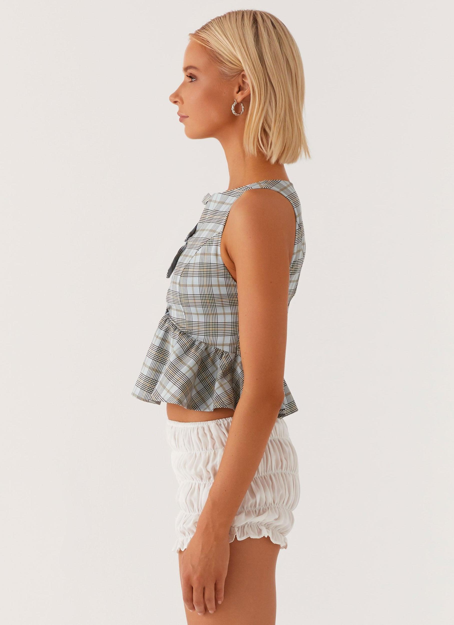 Romina Tie Top - Check Product Image