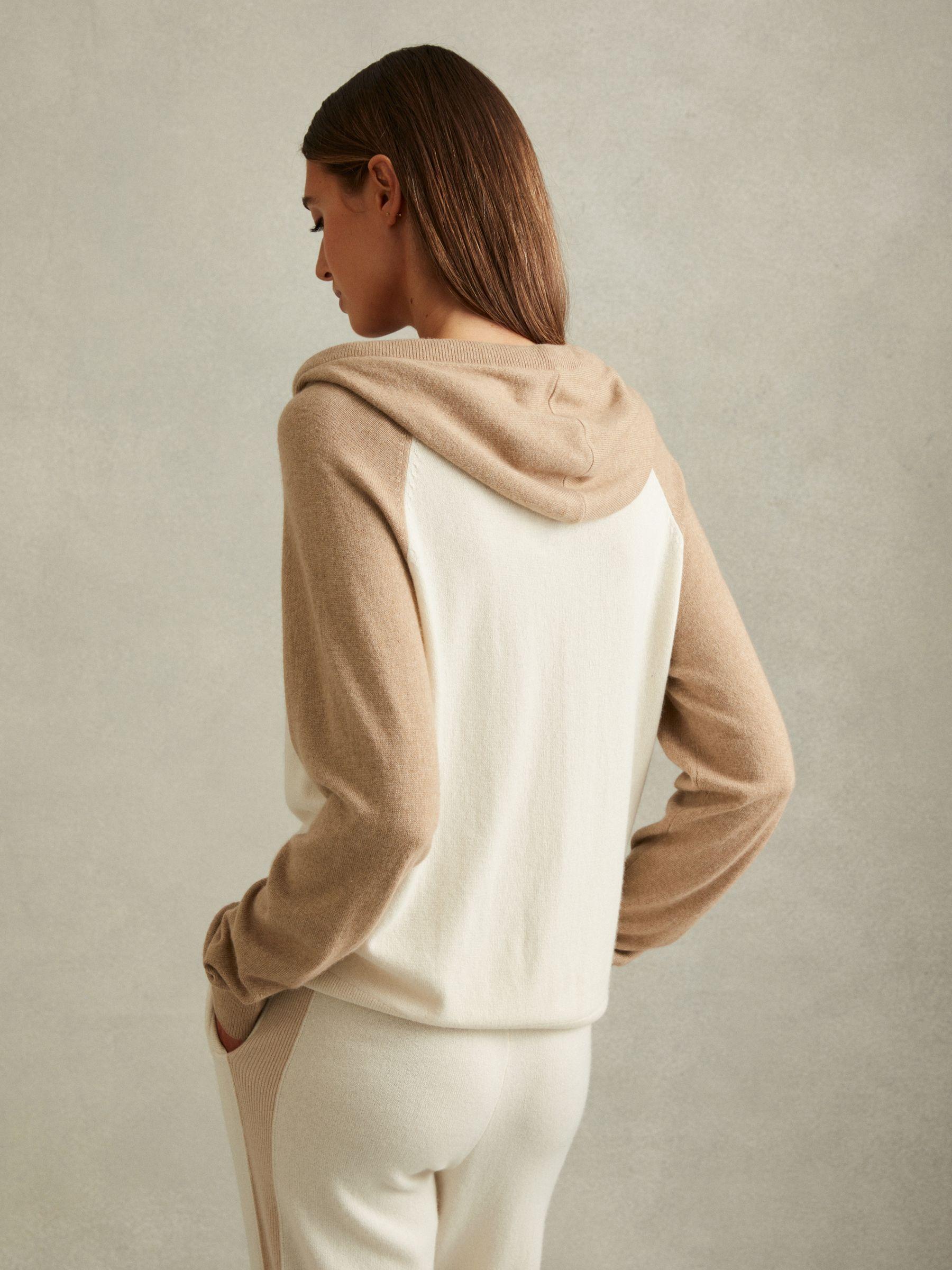 Ula Camel/Ivory Wool Blend Colourblock Hoodie Product Image