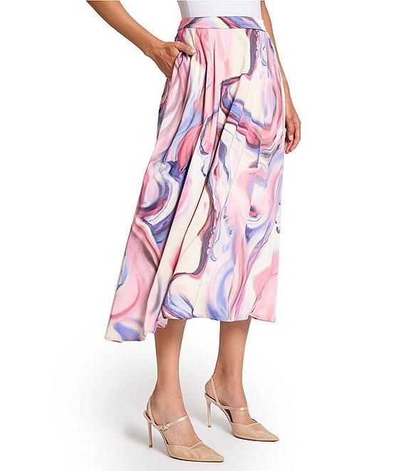 MISOOK Crepe De Shine Watercolor V-Neck Short Sleeve Blouse Product Image