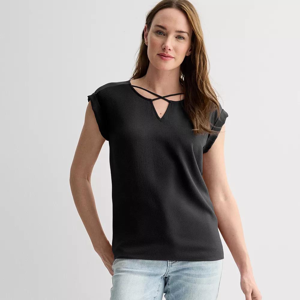 Womens Apt. 9 Lattice Neck Top Product Image