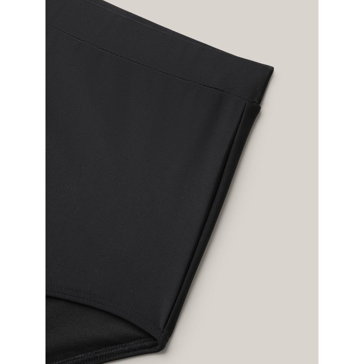 Plus Size Embroidered V-Neck Swim Dress Women's Swimwear Black Resort Bodycon V-neck High stretch Curve Swim Dresses BloomChic 26/4X Product Image