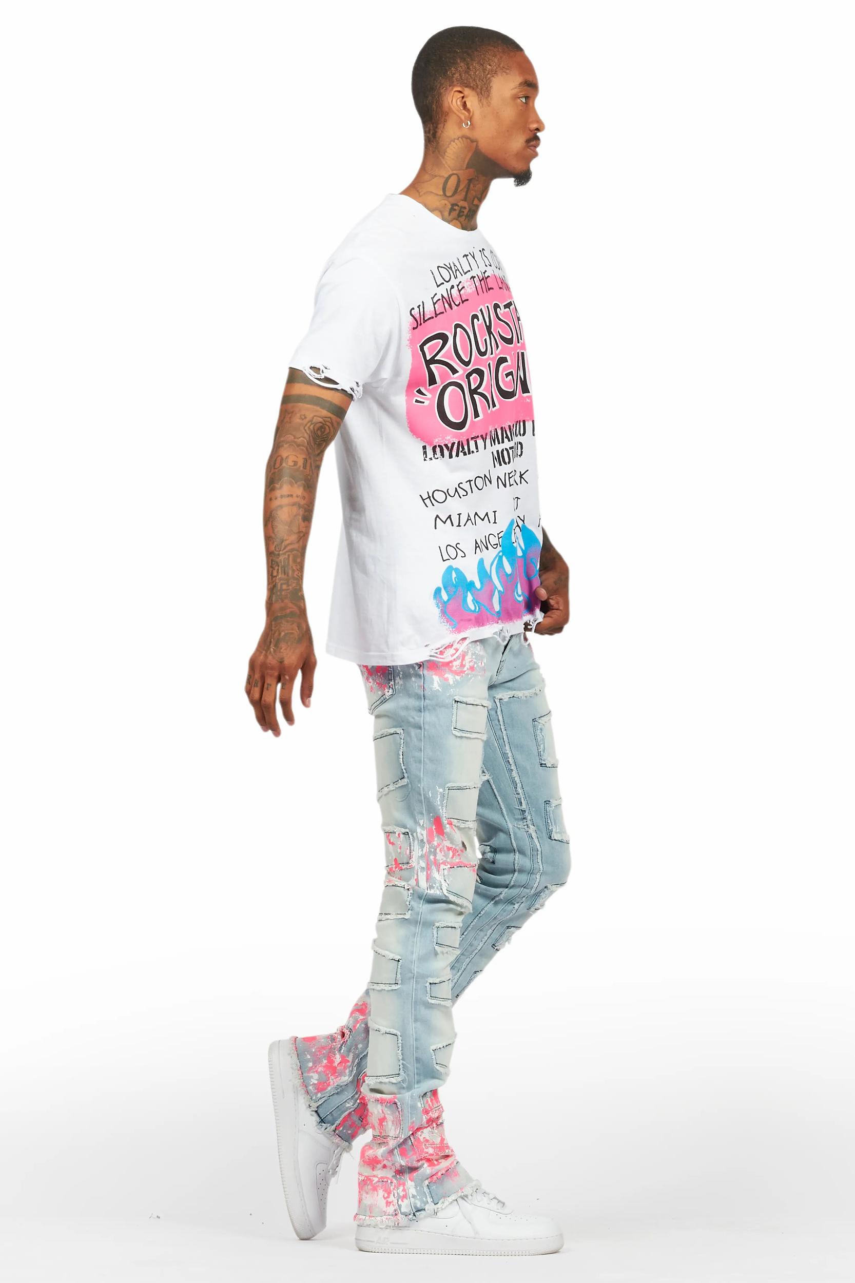 Beno White Oversized Graphic T-Shirt Male Product Image