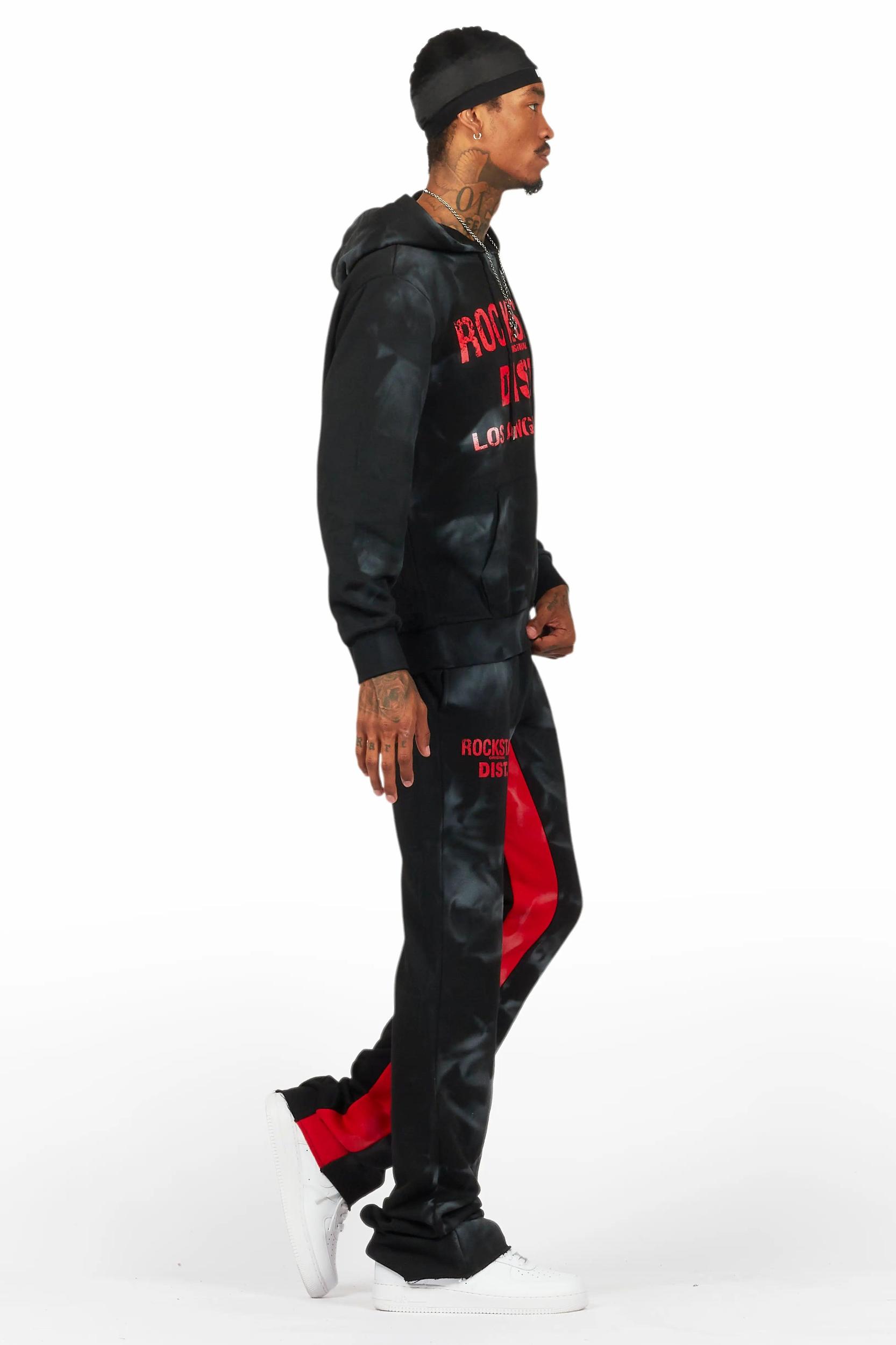 Nelly Black/Red Hoodie/Baggy Track Pant Set Male Product Image