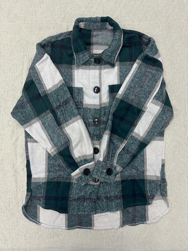 Shacket Vintage Pockets Over-sized Plaid Jacket Product Image