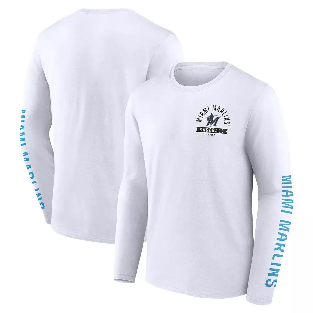 Men's Fanatics White Miami Marlins Press Box Long Sleeve T-Shirt,  Product Image