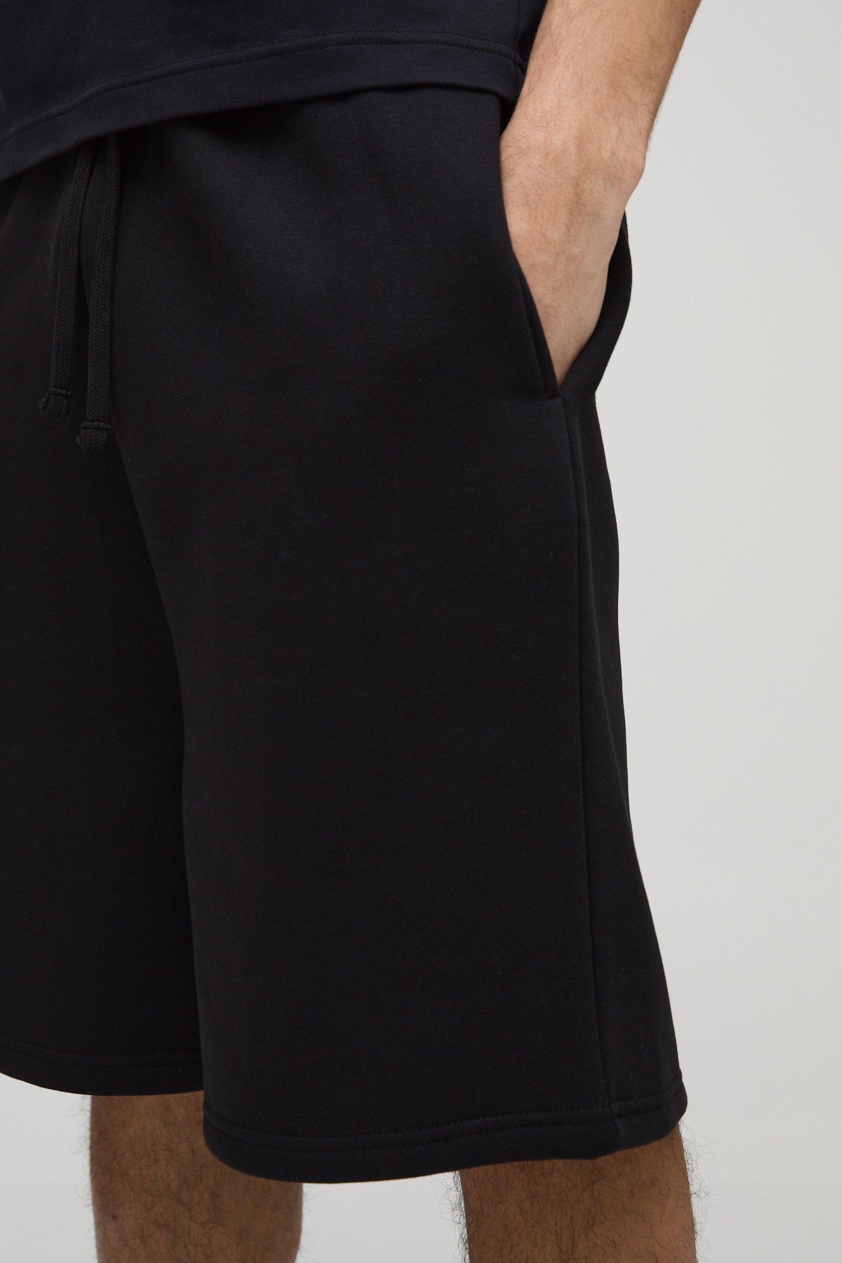 260GSM Loopback Basic Oversized Fit Drop Crotch Shorts | boohooMAN USA Product Image