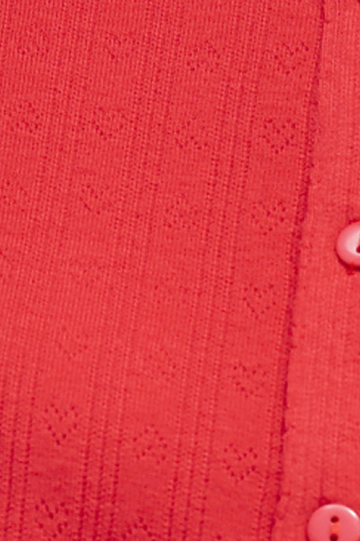 Red Heart Shaped Pointelle Button Down Top - FINAL SALE Product Image