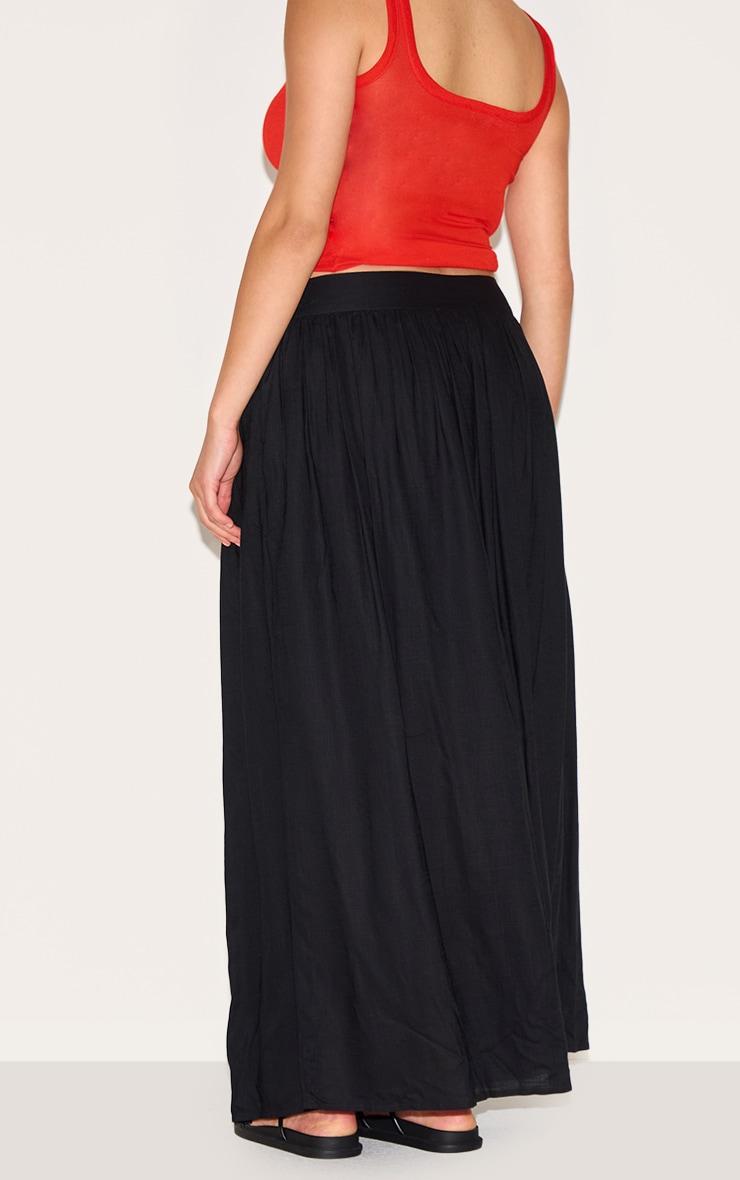 Plus Black Cotton Pleated Maxi Skirt Product Image