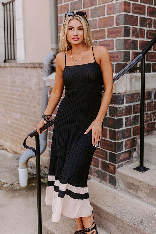 Coastal Cutie Ribbed Maxi Dress in Black Product Image