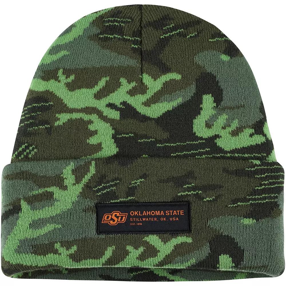 Men's Nike Camo Oklahoma State Cowboys Veterans Day Cuffed Knit Hat, Green Product Image