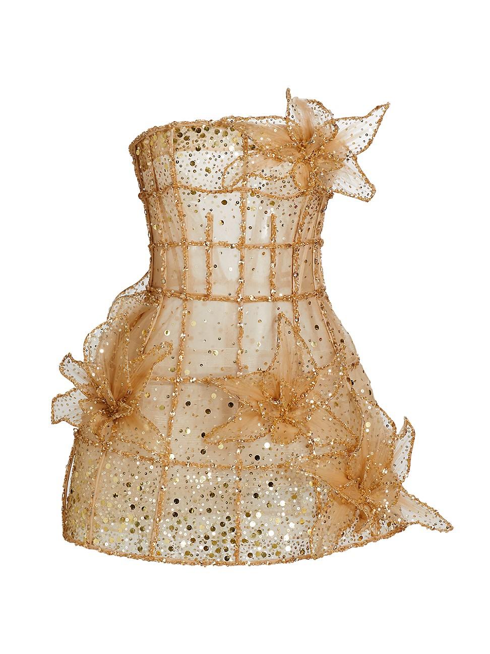 Womens Crystal Embroidered Grid Cocktail Dress Size 0 Product Image